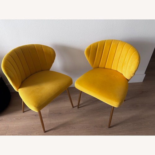 Used Wade Logan Axia Yellow Velvet Accent Chairs for sale on AptDeco