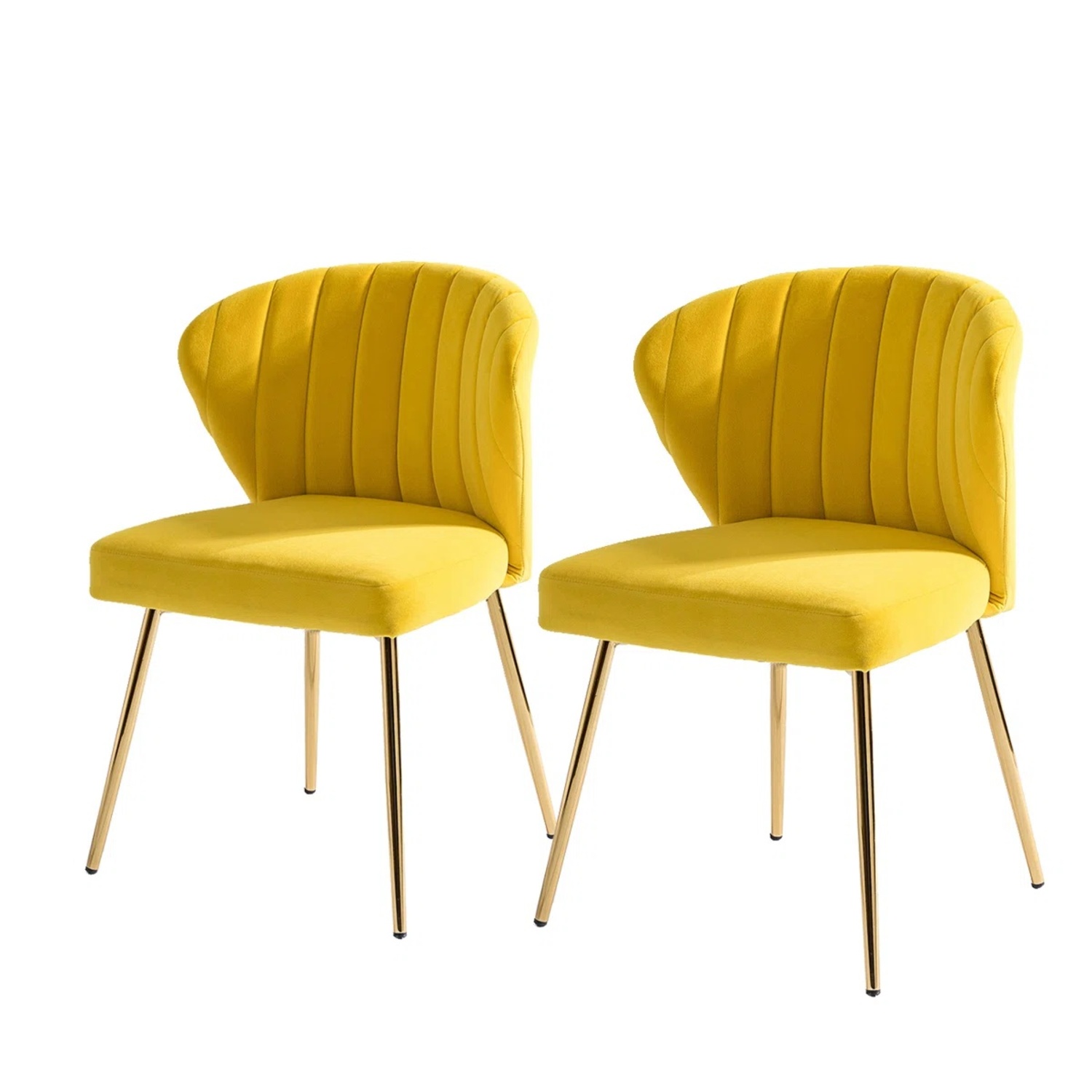 Wade Logan Axia Yellow Velvet Accent Chairs - image-5