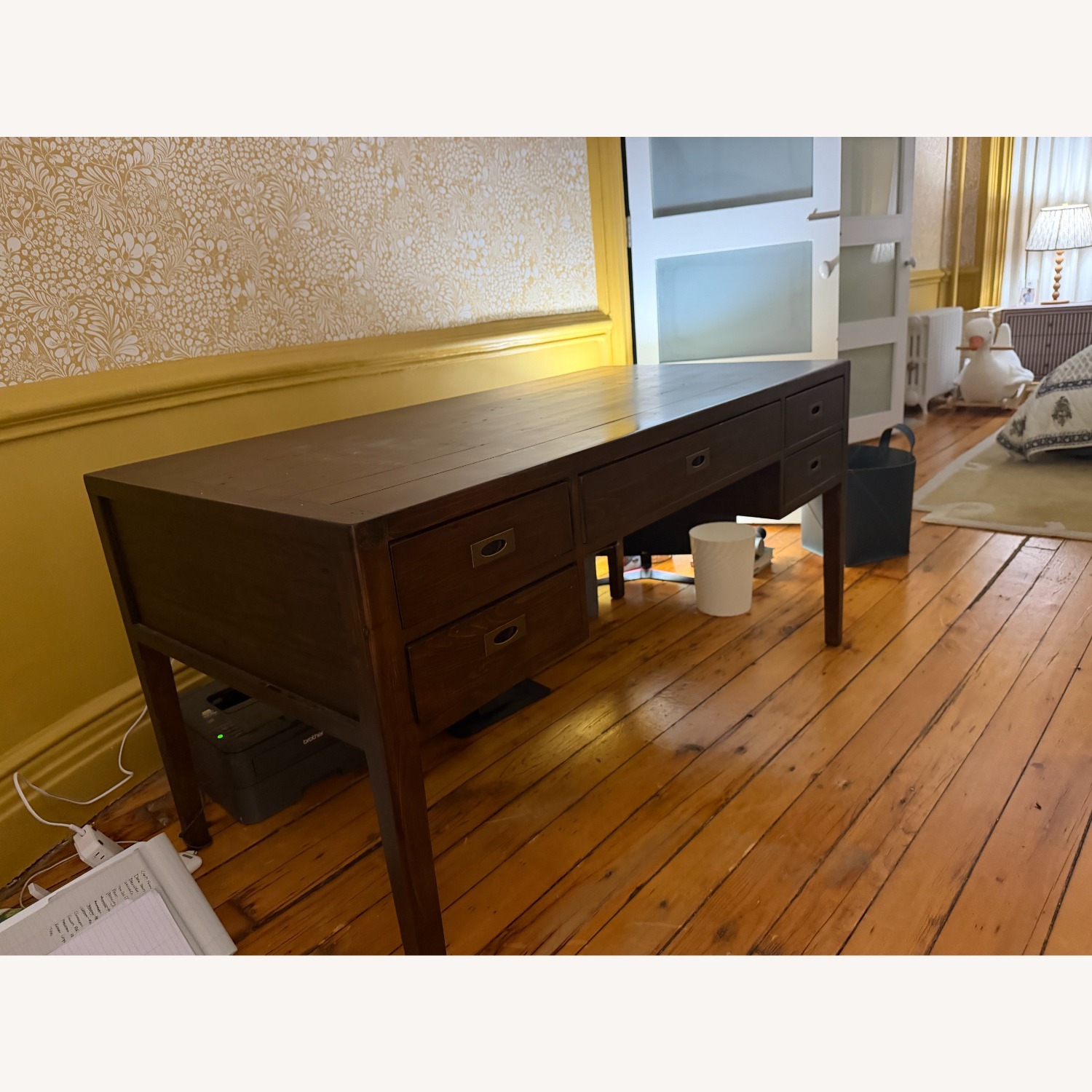 Crate & Barrel Morris 60" Chocolate Brown Desk - image-2