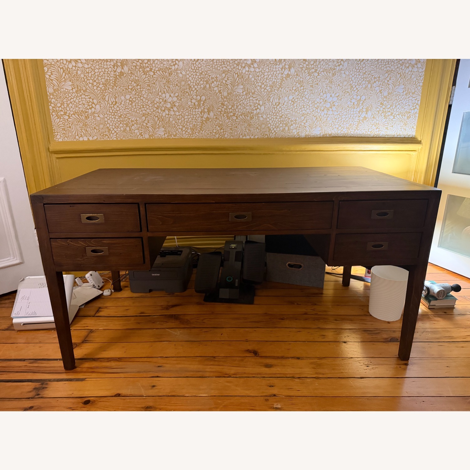 Crate & Barrel Morris 60" Chocolate Brown Desk - image-1