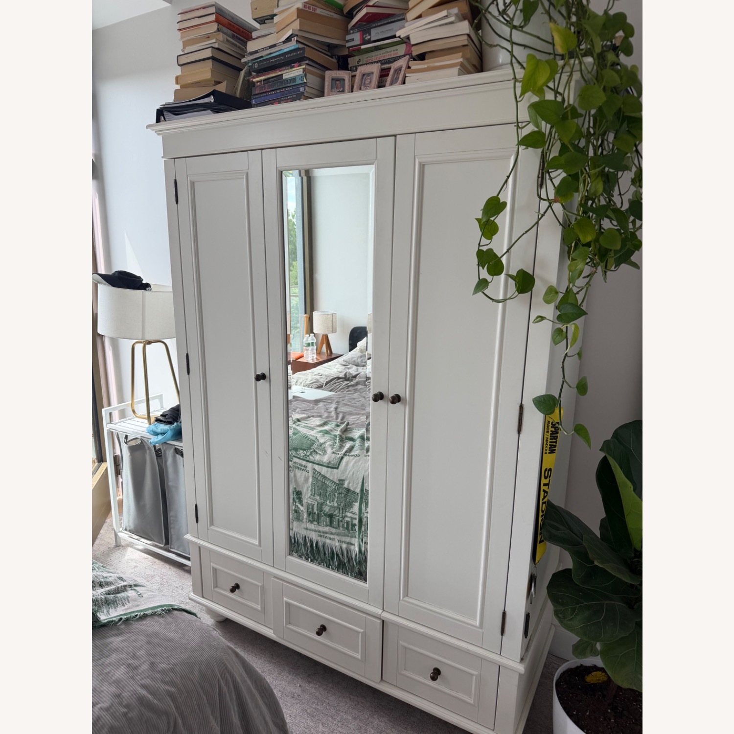 White Wood Armoire - image-2