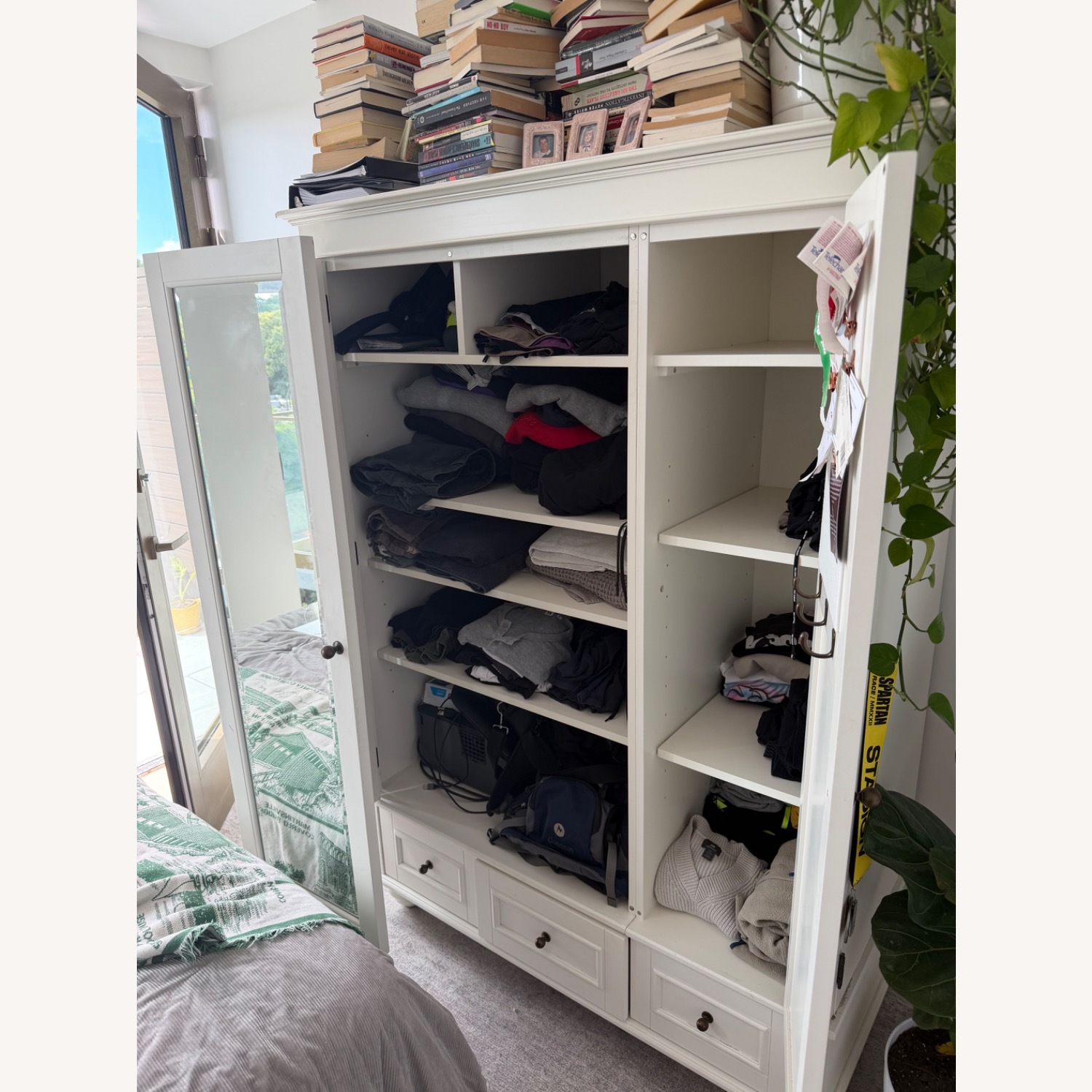 White Wood Armoire - image-3