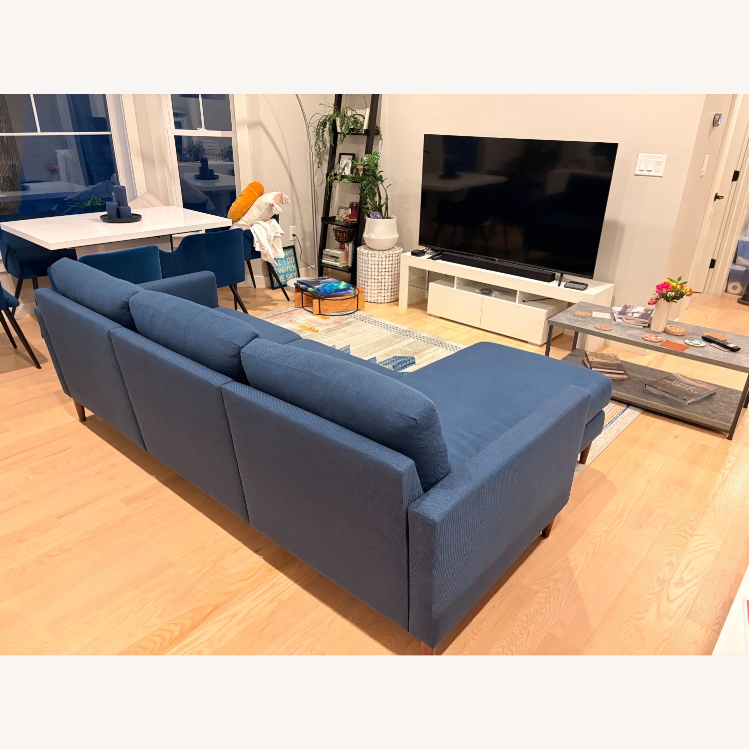 Blue Fabric 3+ Seater Sofa W Chaise- Modular - image-2