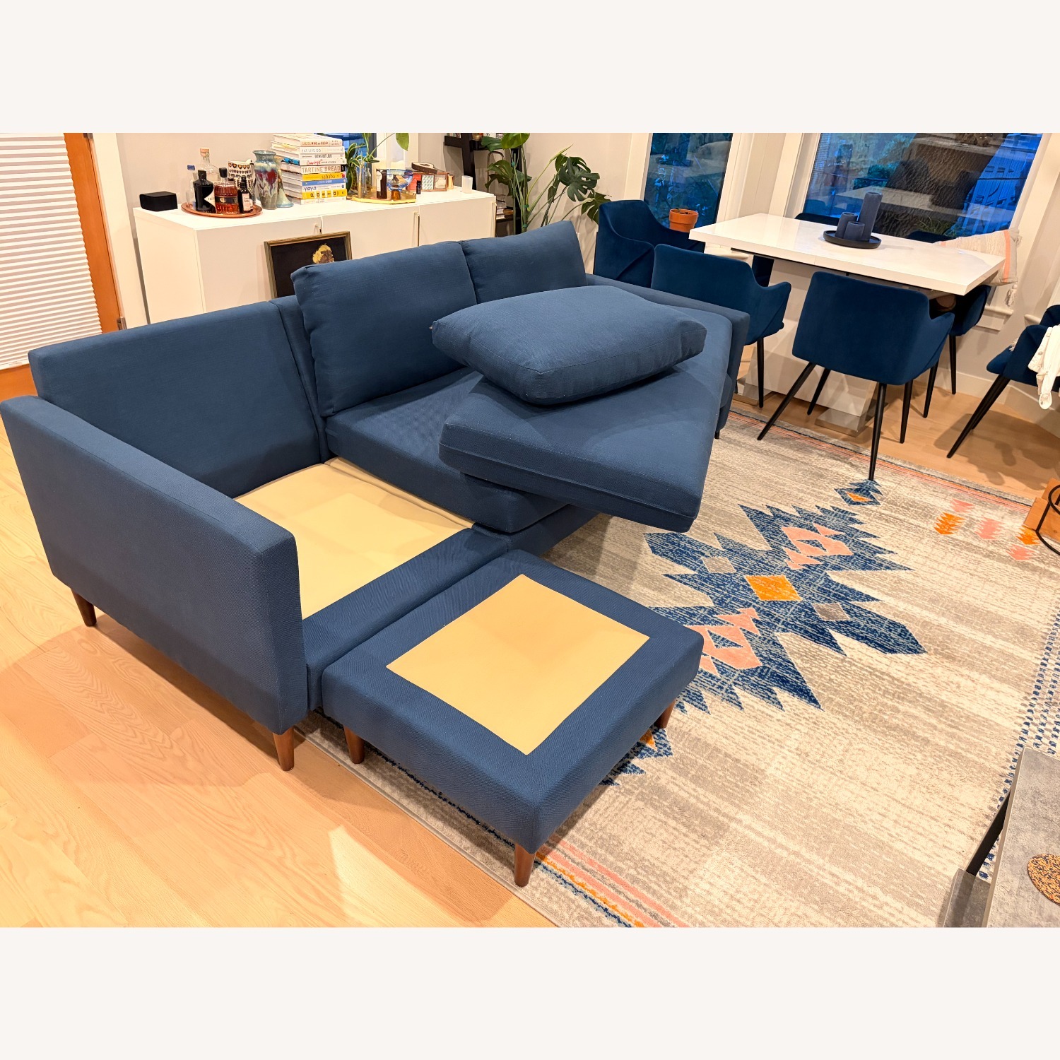 Blue Fabric 3+ Seater Sofa W Chaise- Modular - image-3