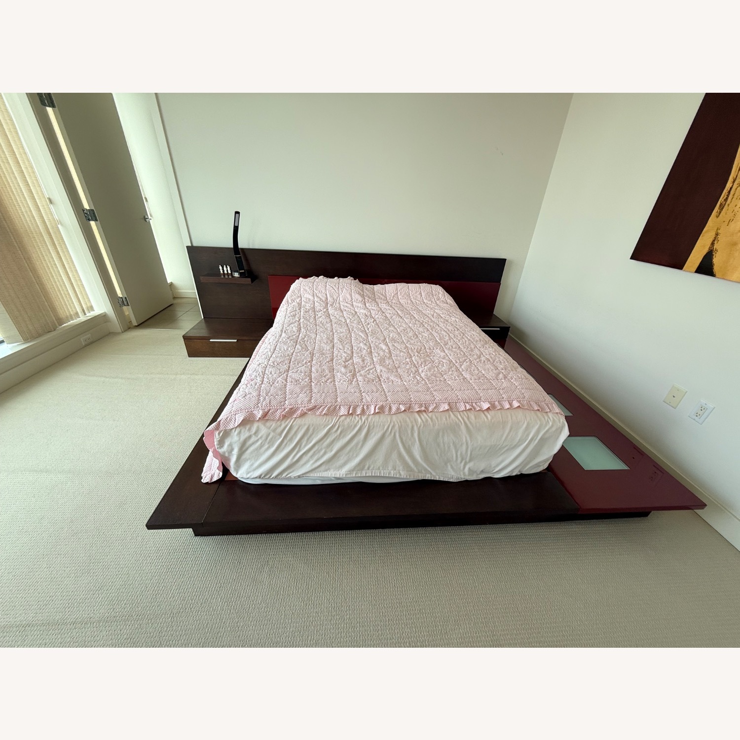 Torino Contemporary Brown Oak & Grey Platform Bed W Lights - image-2