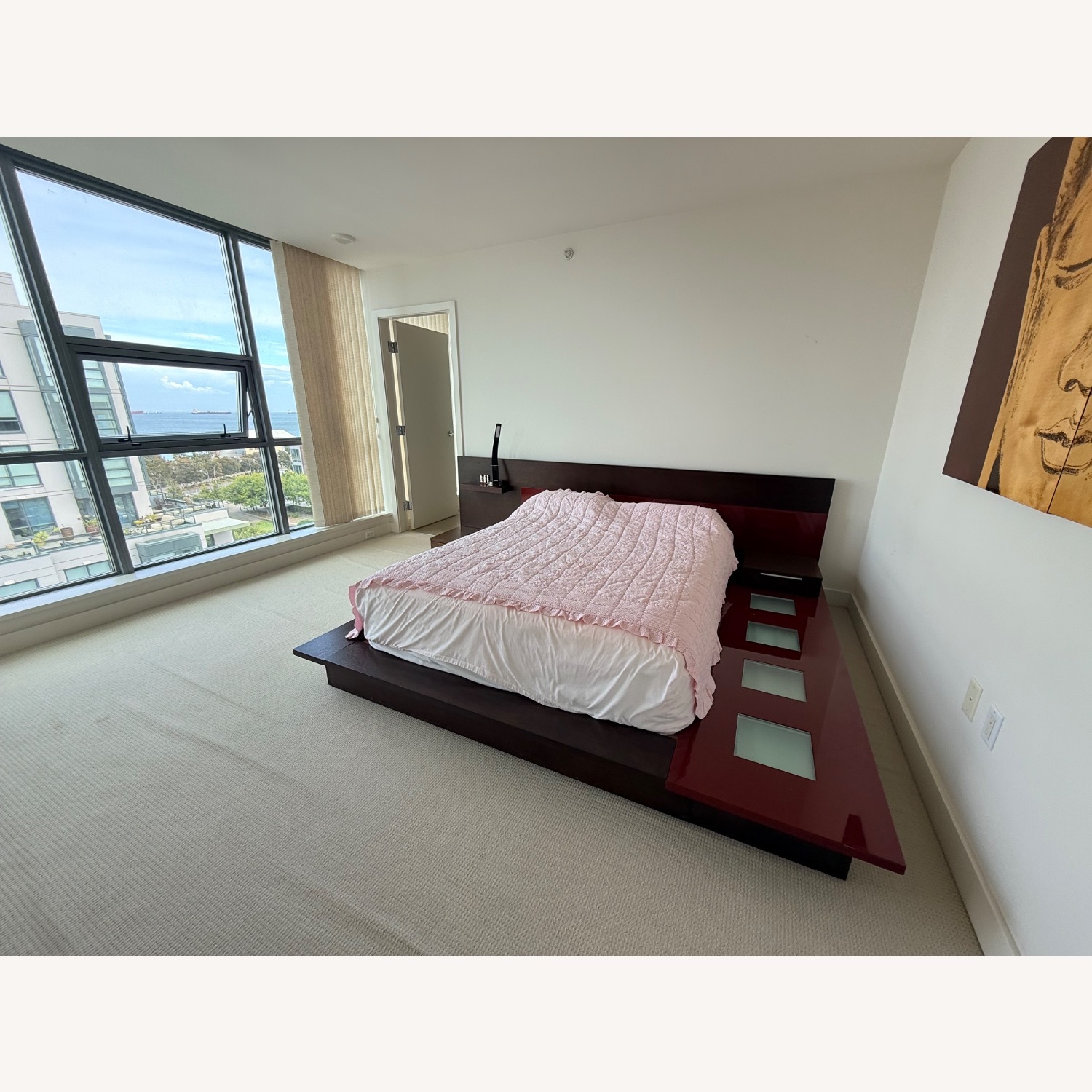 Torino Contemporary Brown Oak & Grey Platform Bed W Lights - image-3