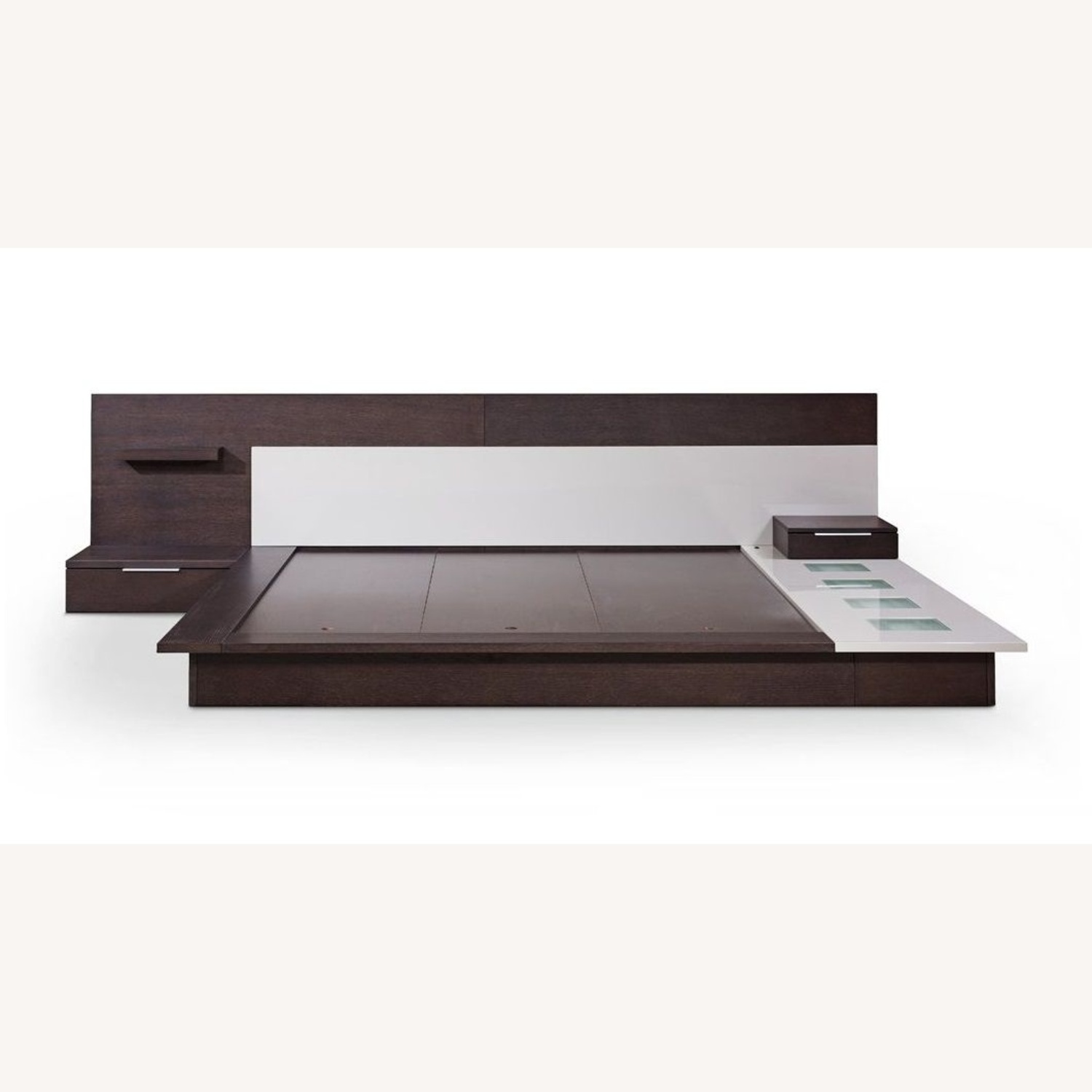 Torino Contemporary Brown Oak & Grey Platform Bed W Lights - image-5