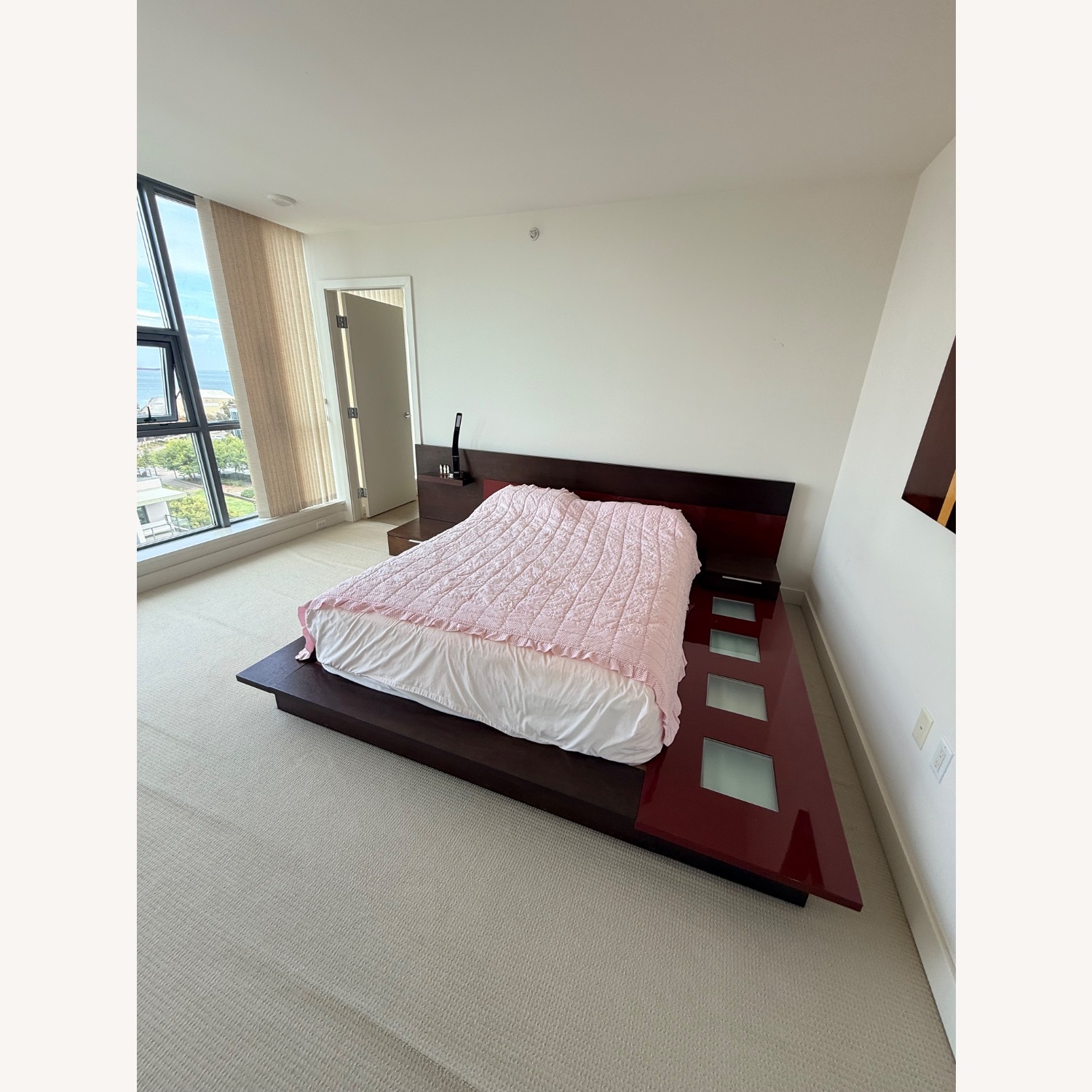 Torino Contemporary Brown Oak & Grey Platform Bed W Lights - image-4