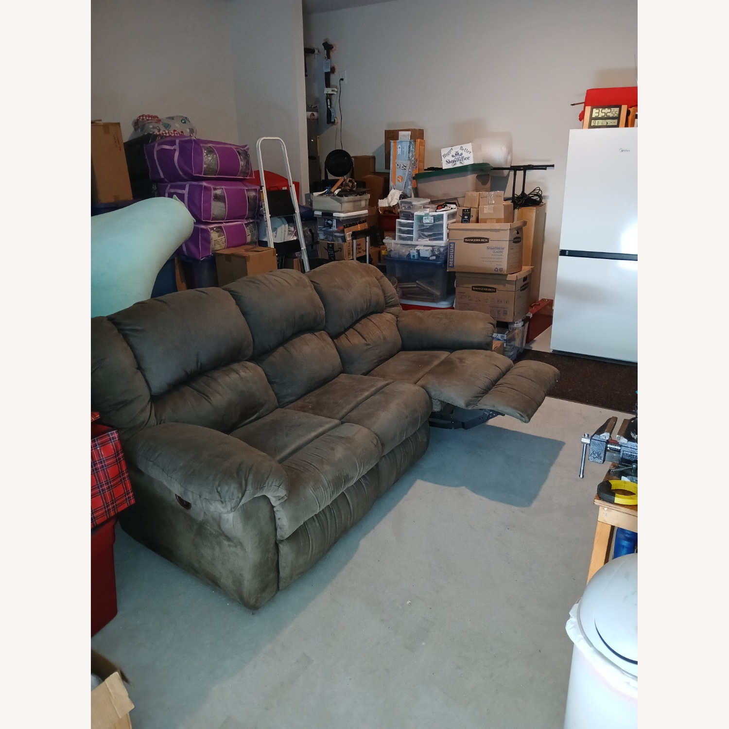 Dark Brown Fabric 3+ Seater Sofa - image-3