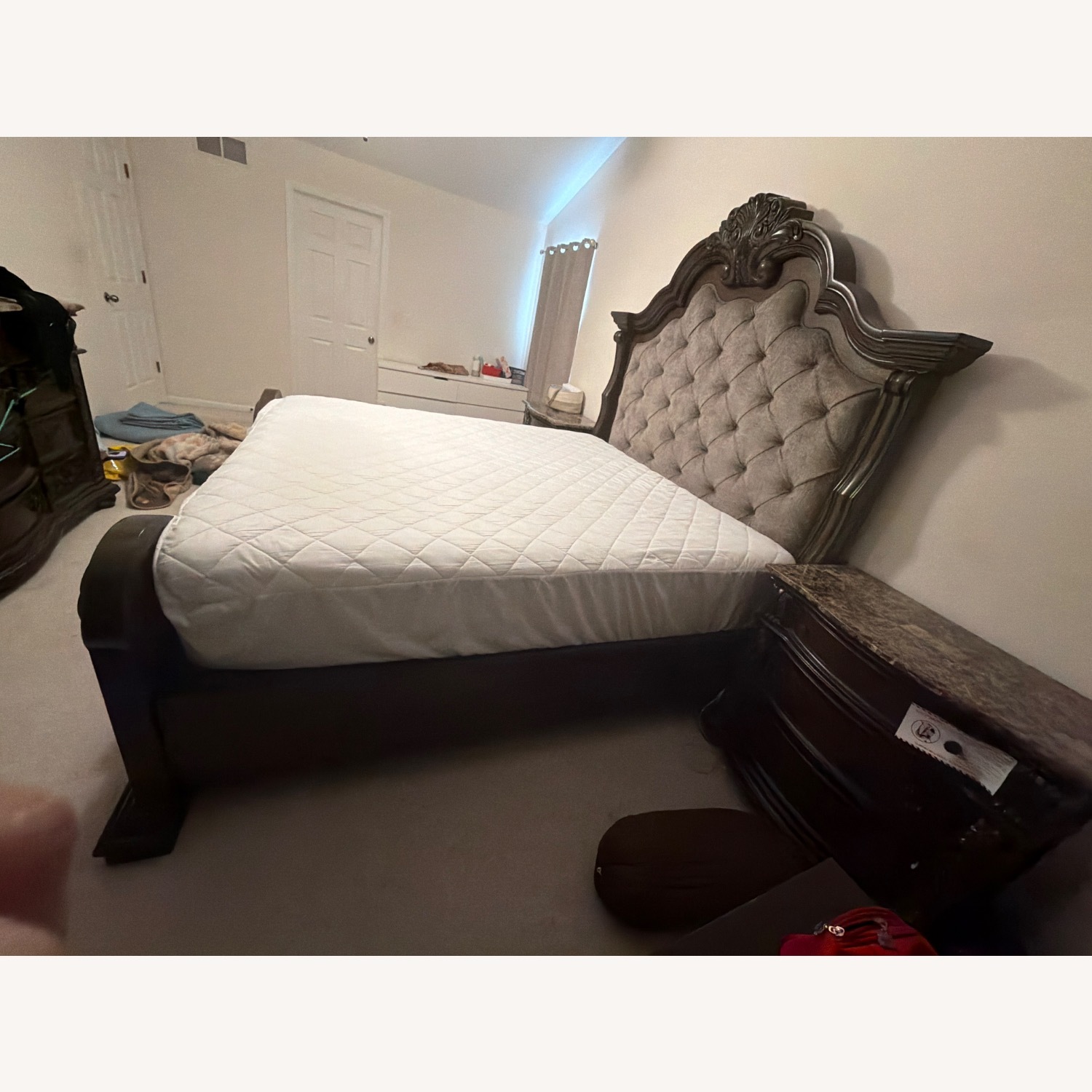Ashley Furniture Dark Brown Maylee King Upholstered Bed - image-3