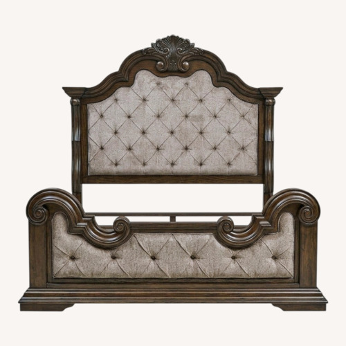 Used Ashley Furniture Dark Brown Maylee King Upholstered Bed for sale on AptDeco