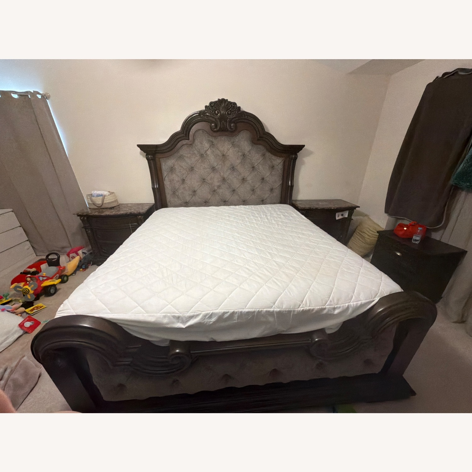 Ashley Furniture Dark Brown Maylee King Upholstered Bed - image-2