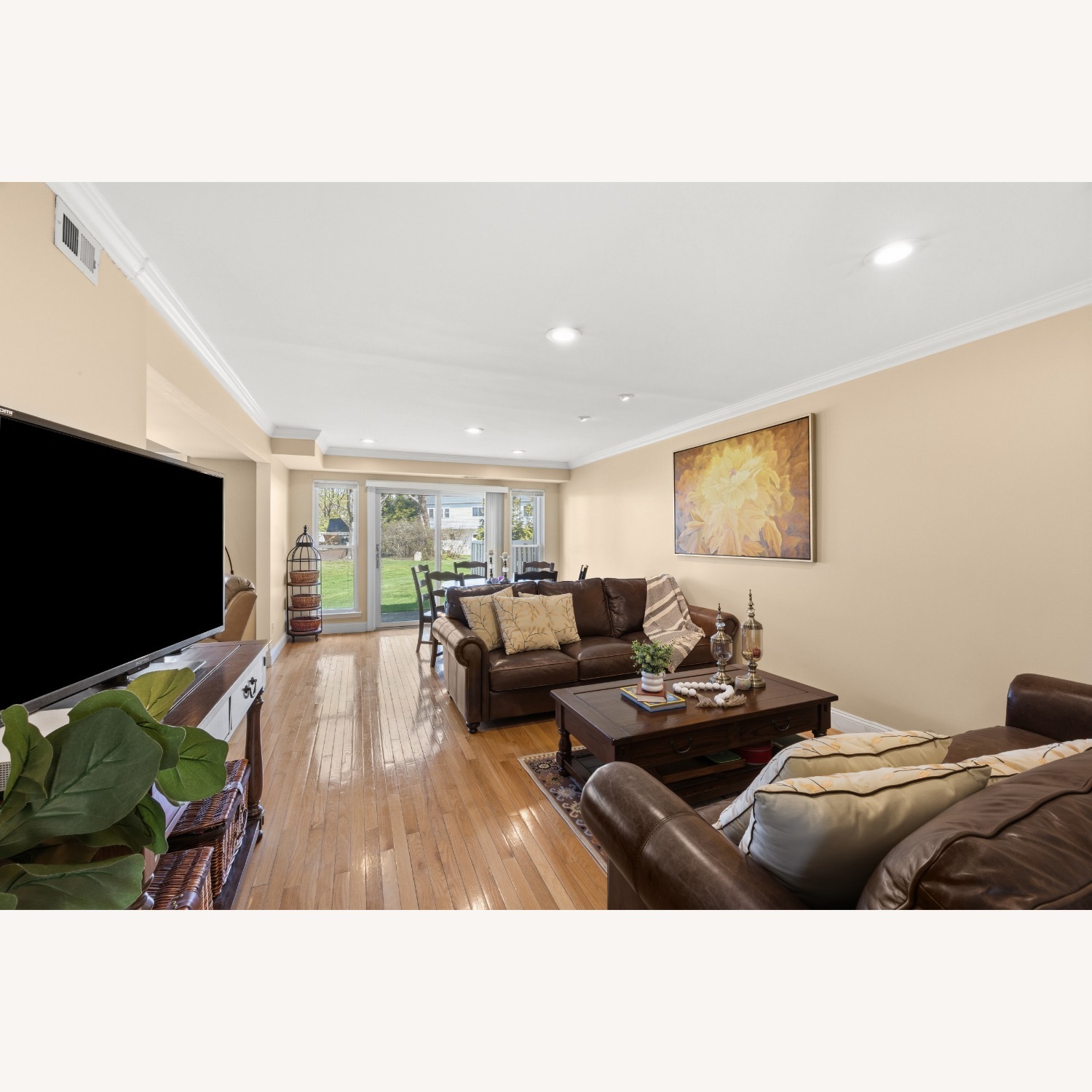 Dark Brown Leather 3+ Seater Sofa - image-4