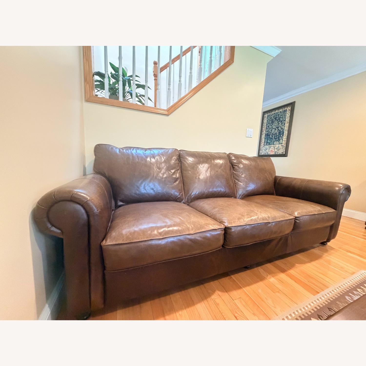 Dark Brown Leather 3+ Seater Sofa - image-2