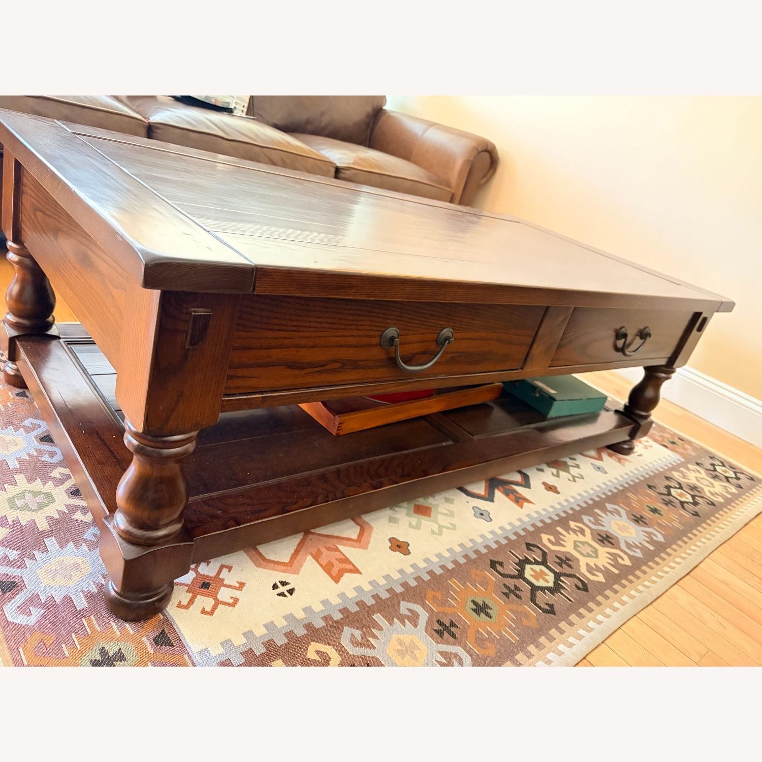 Dark Brown Wood Coffee Table - image-4