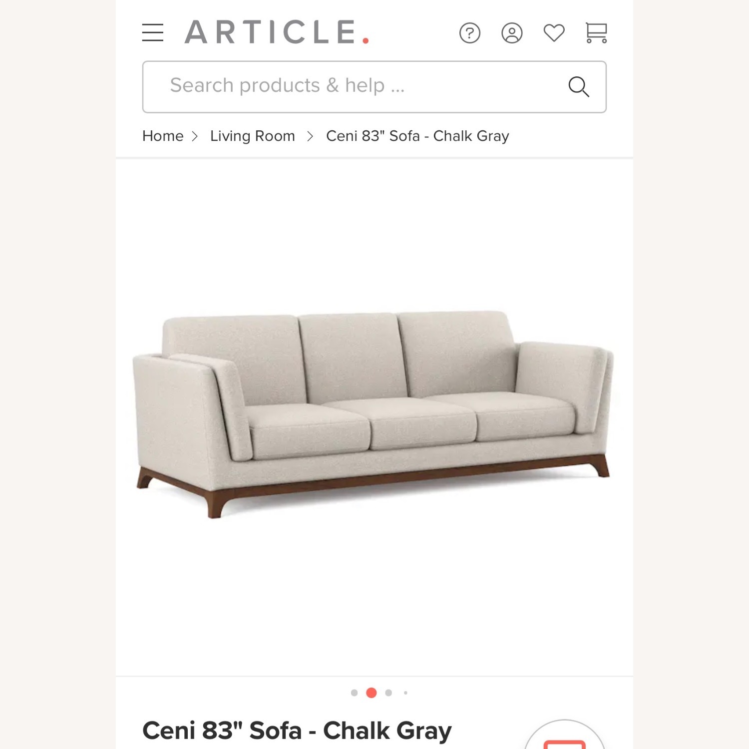 Article Ceni 83" Sofa - Chalk Gray - image-4