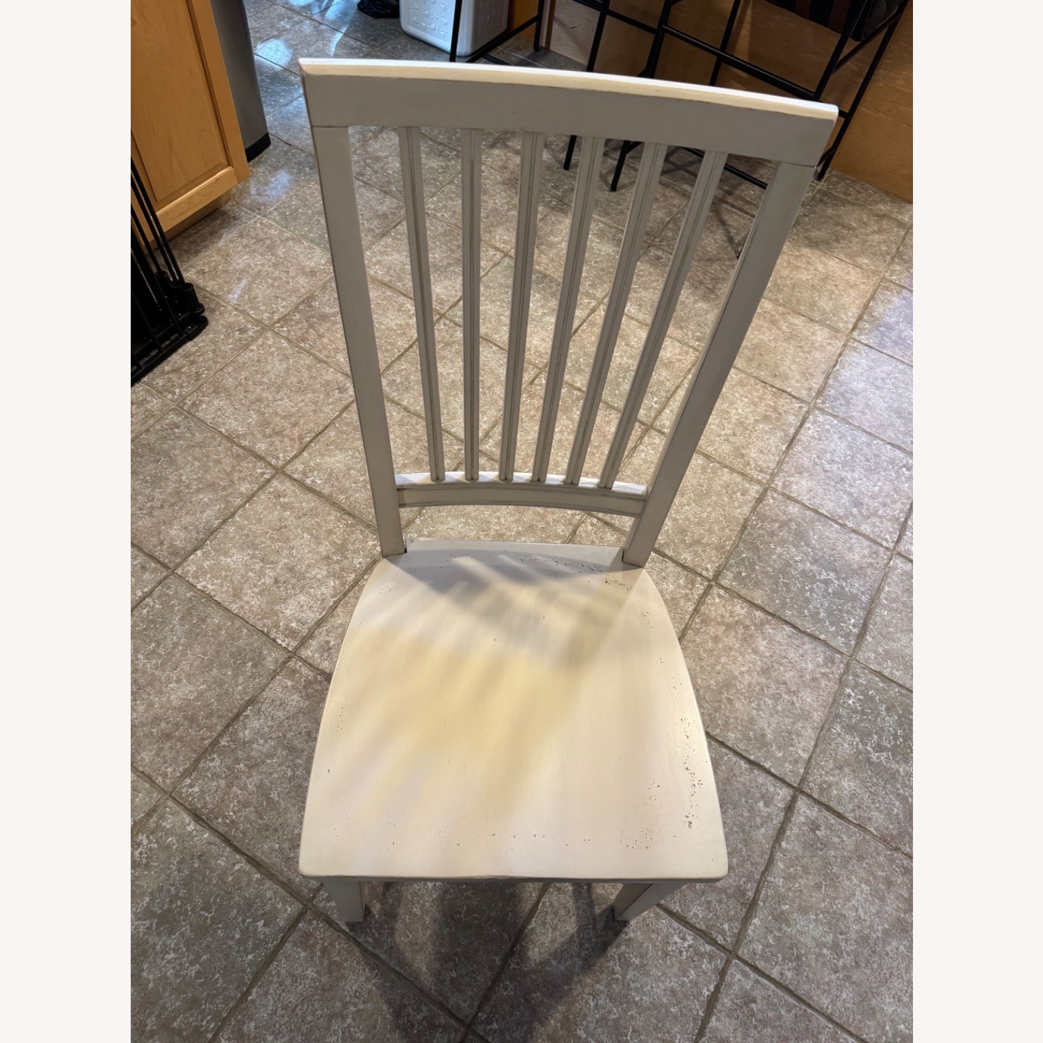 Set of 4 Vertical Slat Solid Wood Chairs - Cream - image-2