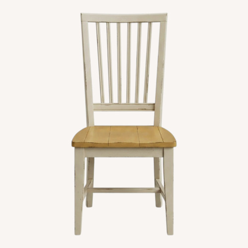 Used Set of 4 Vertical Slat Solid Wood Chairs - Cream for sale on AptDeco
