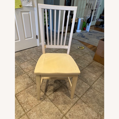 Used Set of 4 Vertical Slat Solid Wood Chairs - Cream for sale on AptDeco