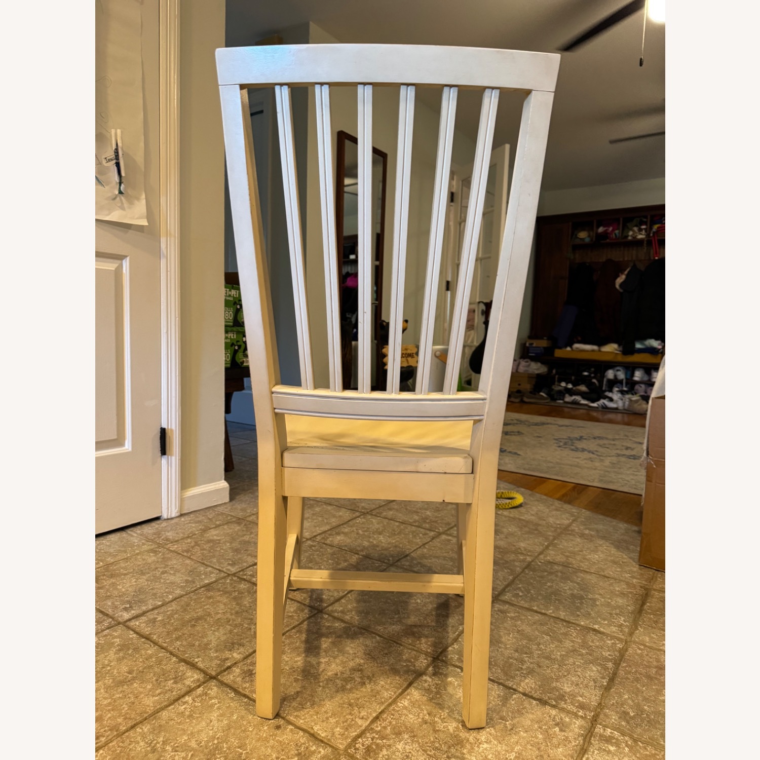 Set of 4 Vertical Slat Solid Wood Chairs - Cream - image-3