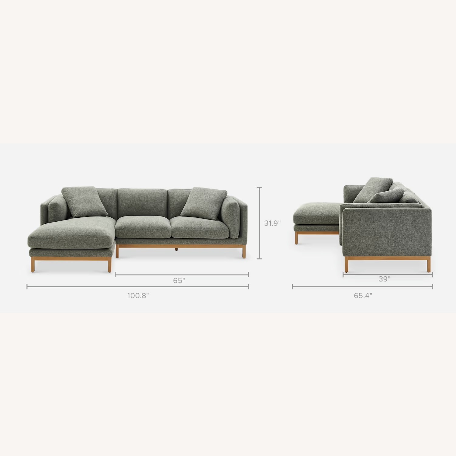 Castlery Owen Light Gray Fabric 2 Piece Sectional - image-3