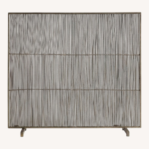 Used Crate & Barrel Antiqued Brass Fireplace Screen for sale on AptDeco