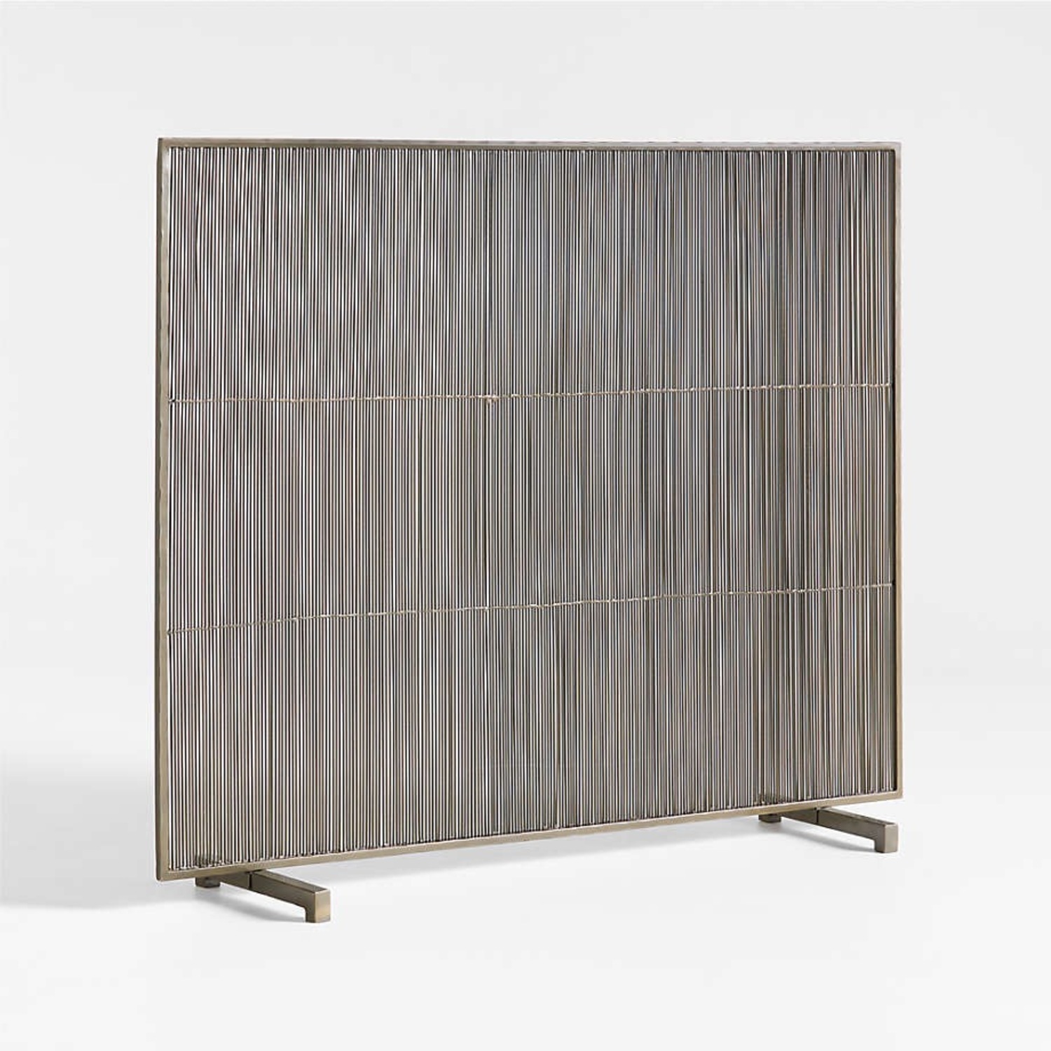 Crate & Barrel Antiqued Brass Fireplace Screen - image-2