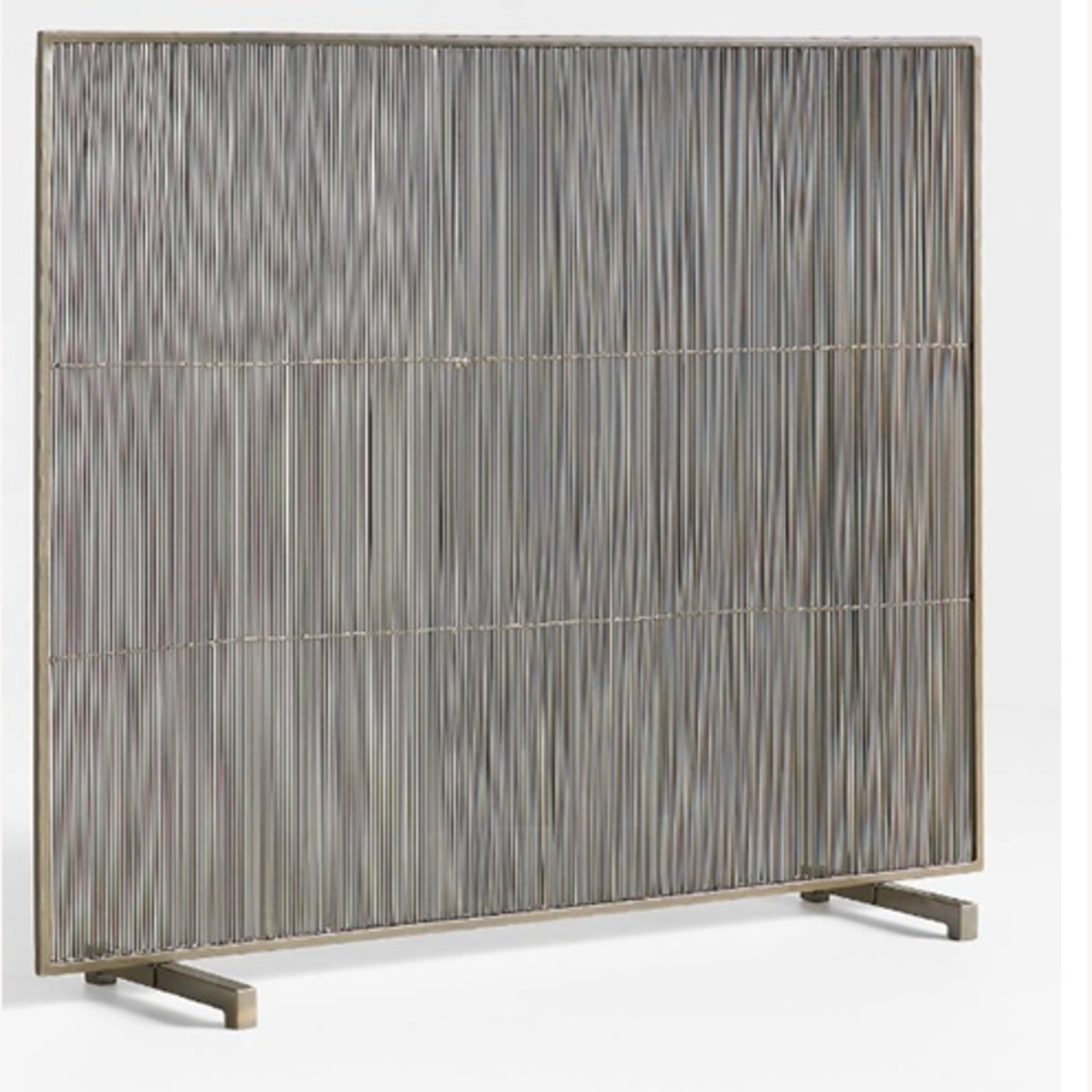 Crate & Barrel Antiqued Brass Fireplace Screen - image-7