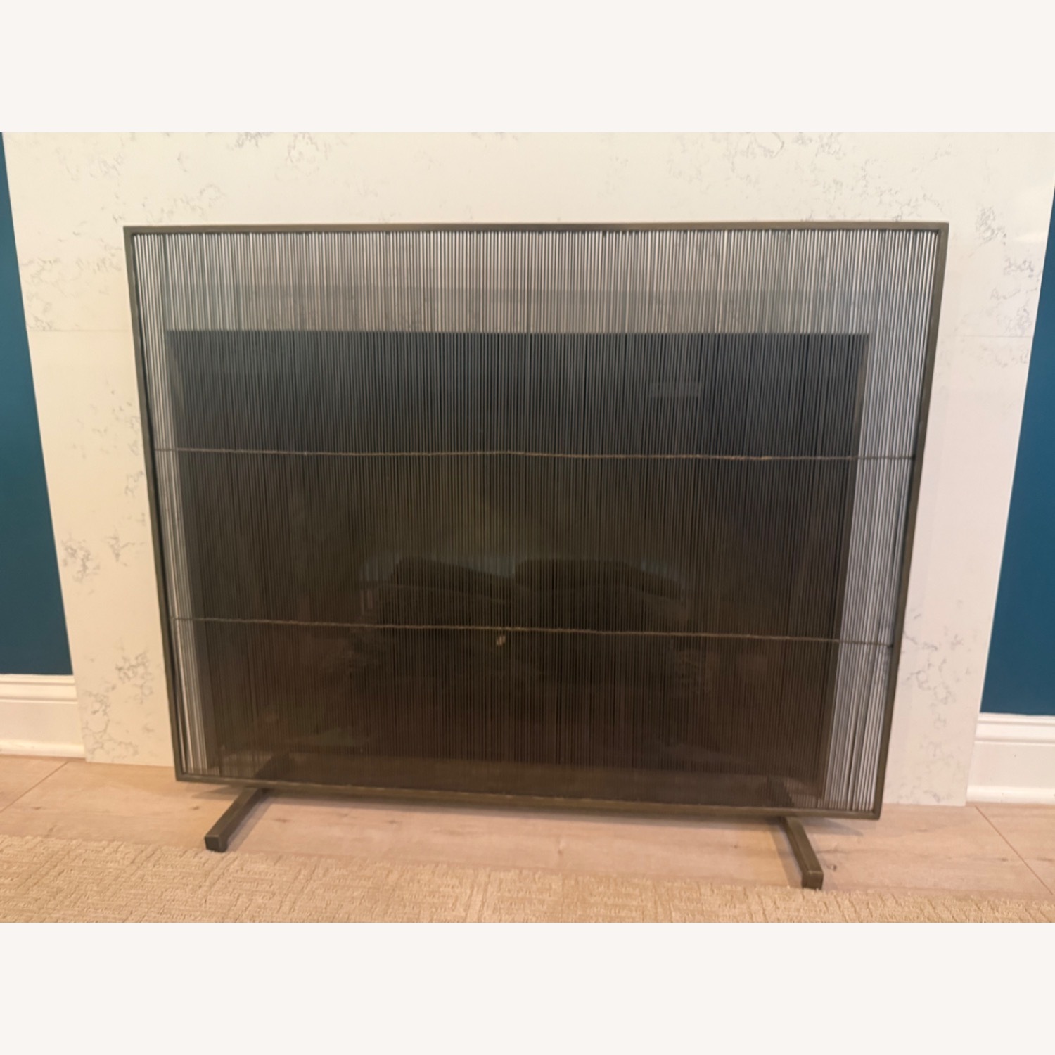 Crate & Barrel Antiqued Brass Fireplace Screen - image-5