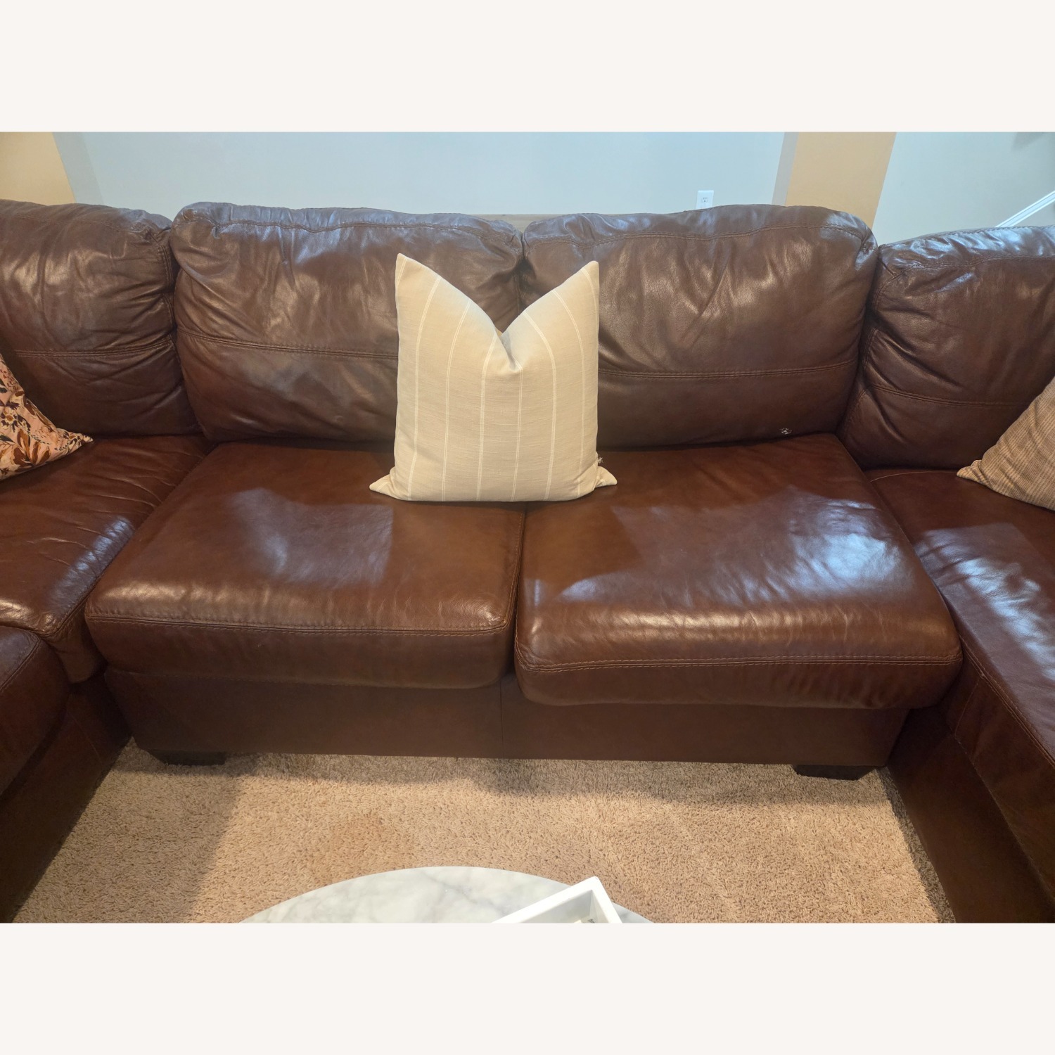 Ashley Furniture Leather Sectional 3piece Sofa - image-3
