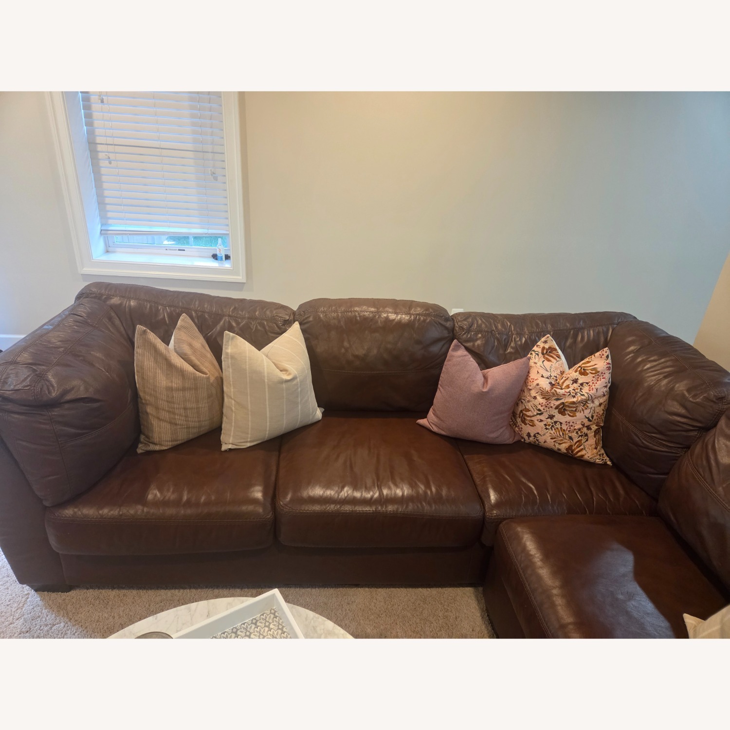 Ashley Furniture Leather Sectional 3piece Sofa - image-4