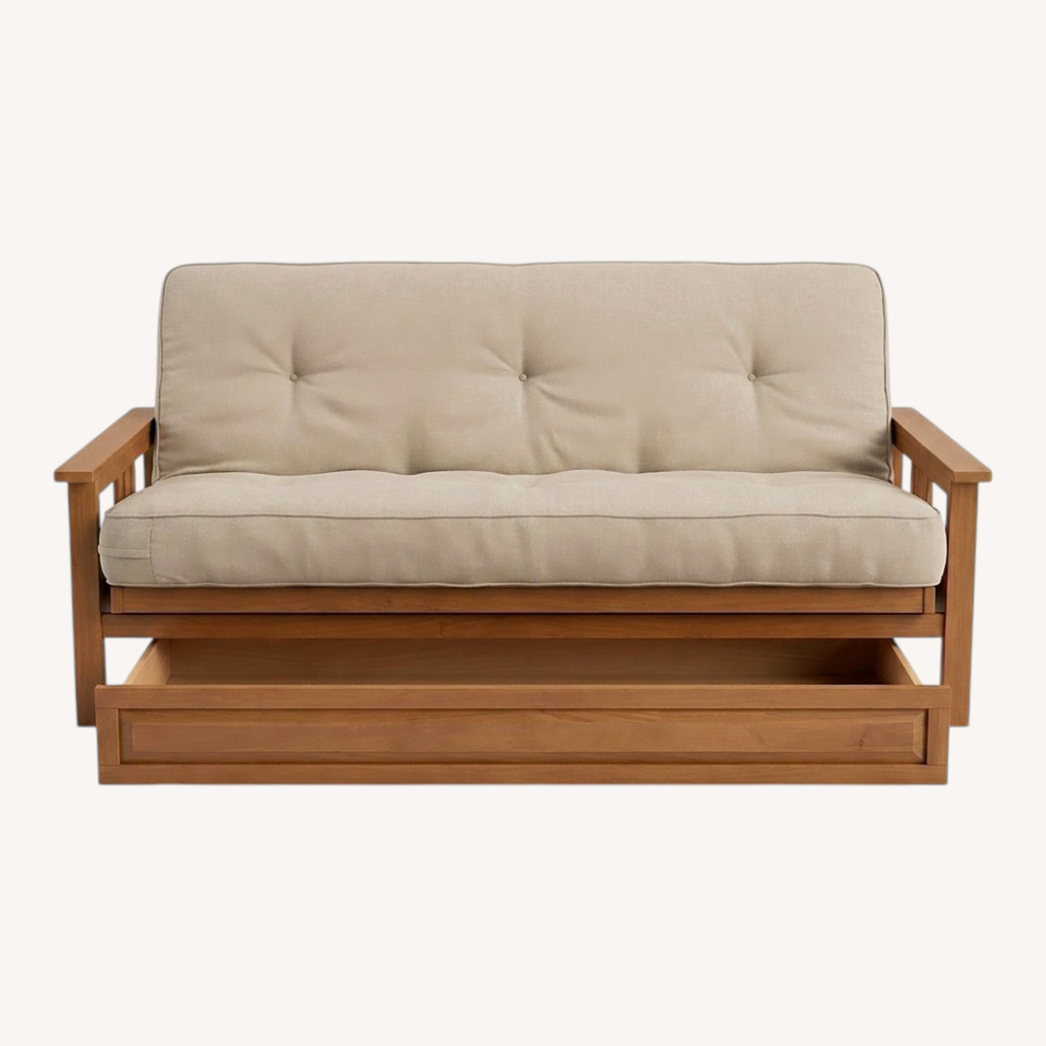 Full-Size Futon with Arms and 2 Storage Drawers - image-0