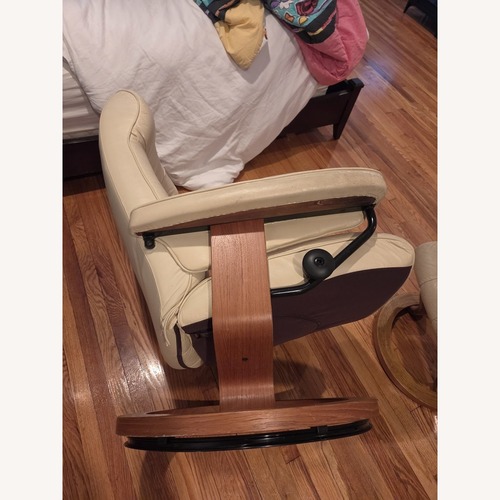 Used Ekornes Light Brown Leather Armchair for sale on AptDeco