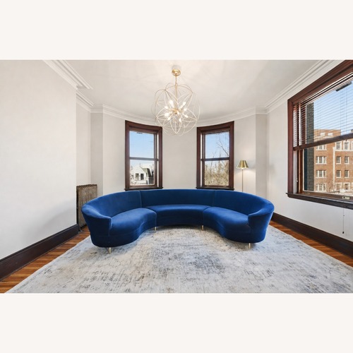 Used Anthropologie Grace Blue Velvet 3+ Piece Sectional for sale on AptDeco