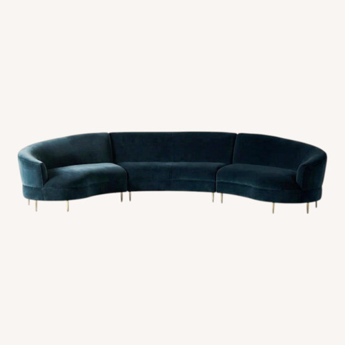 Used Anthropologie Grace Blue Velvet 3+ Piece Sectional for sale on AptDeco