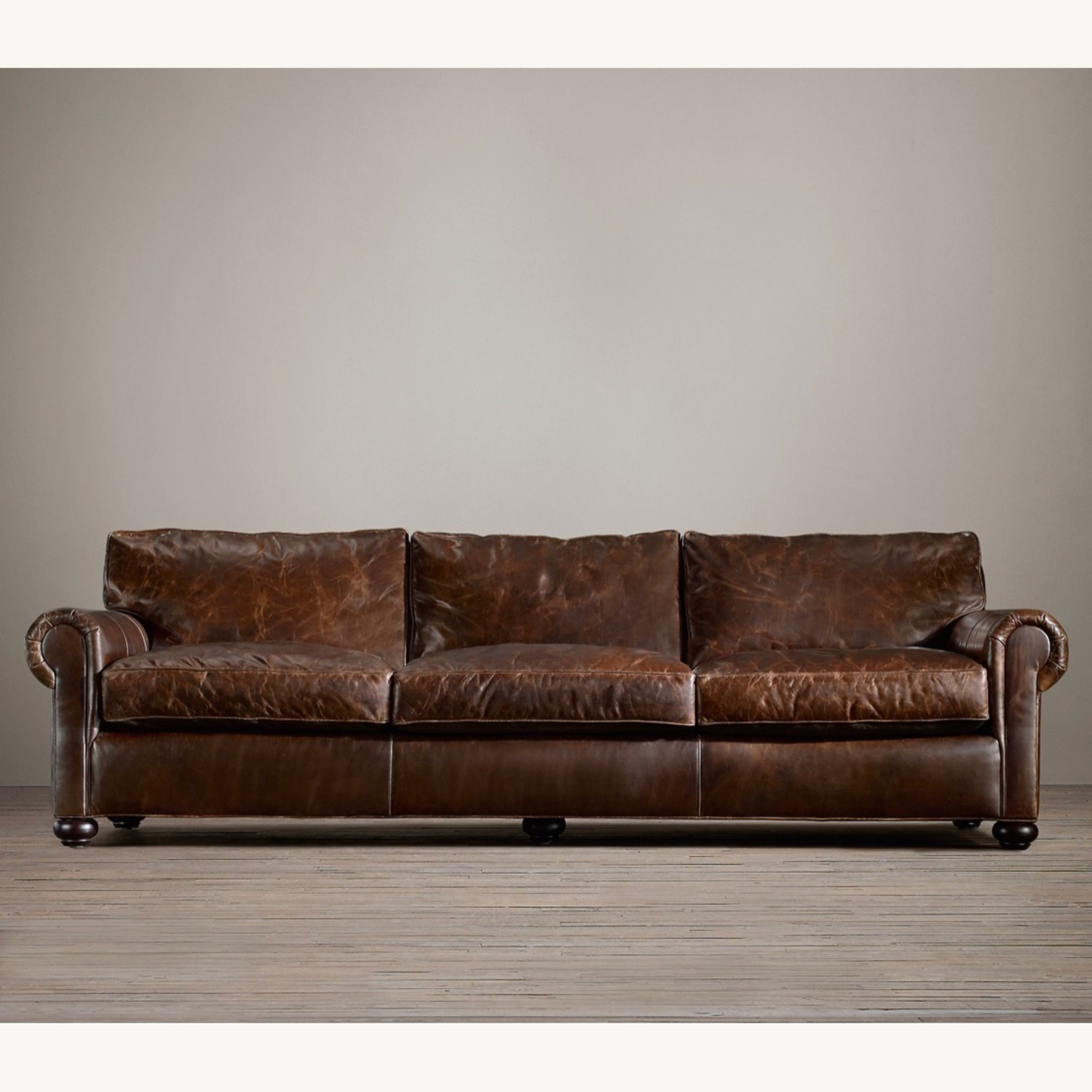 Original Lancaster Leather 3-Cushion Sofa - image-4