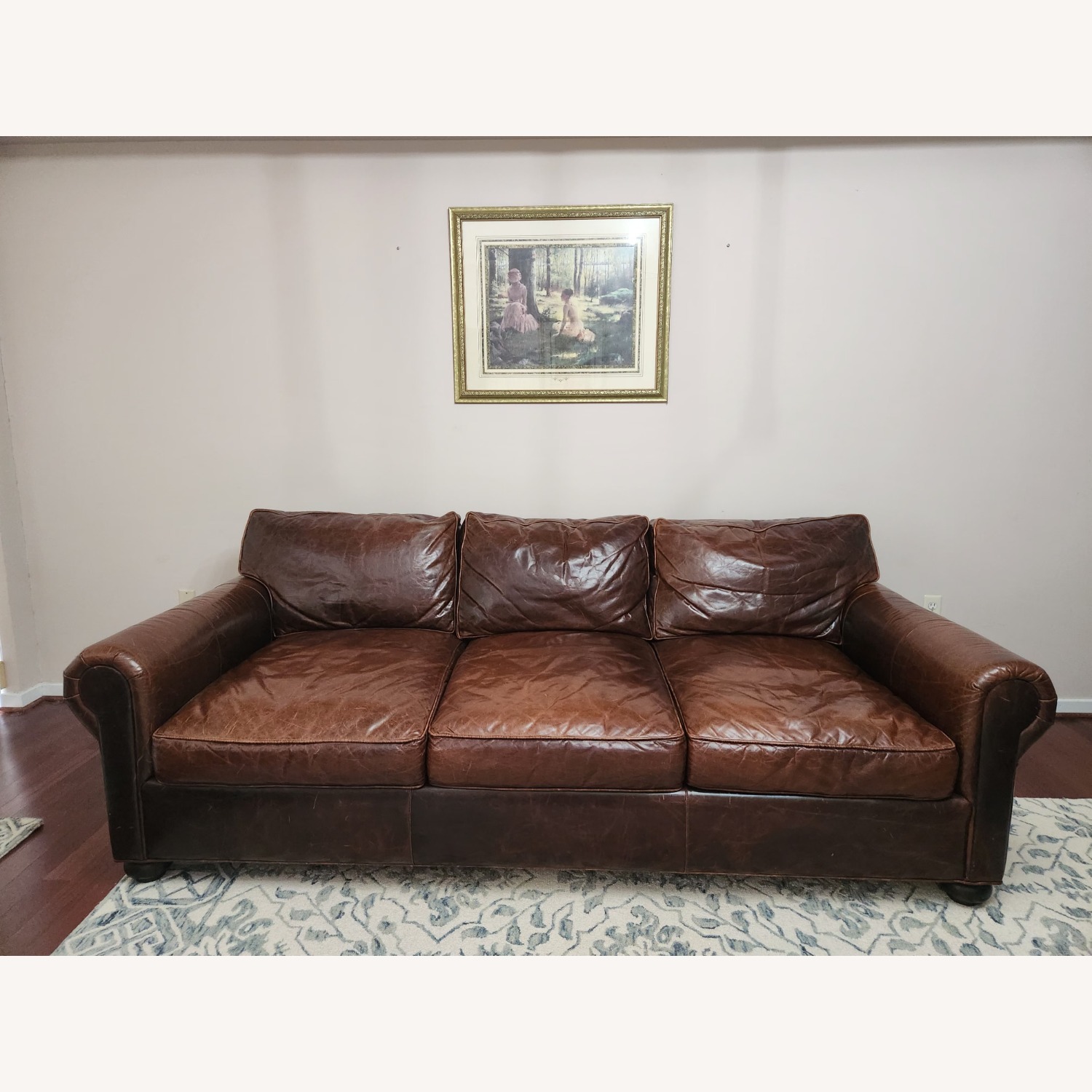 Original Lancaster Leather 3-Cushion Sofa - image-5