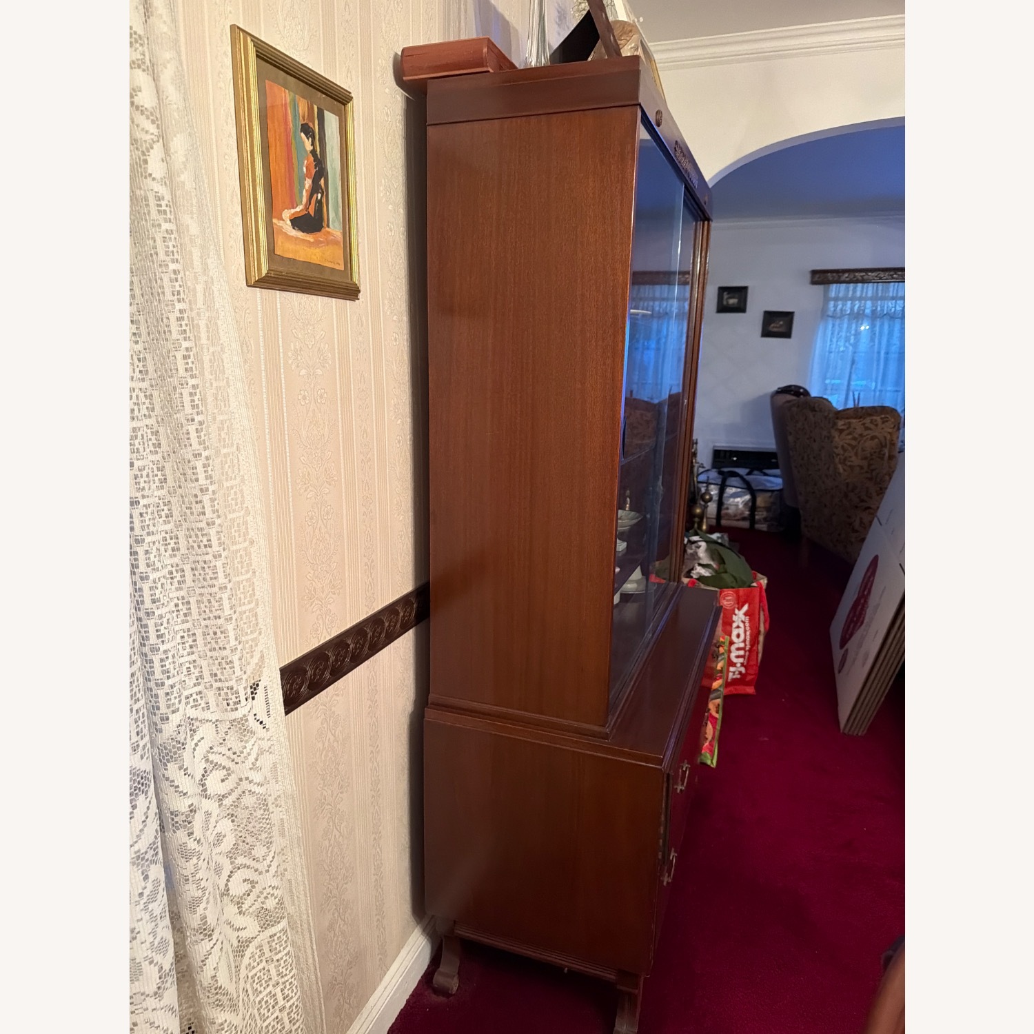 Vintage/Antique Dark Brown China Closet  Unit - image-2