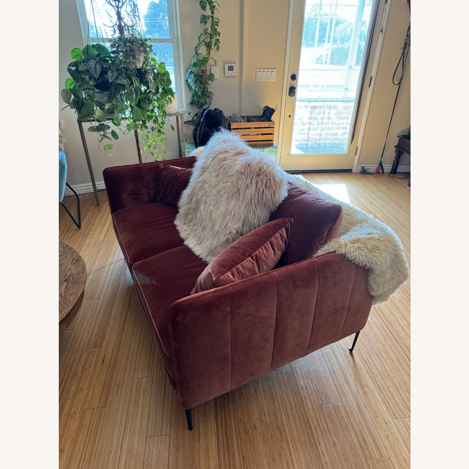 Rae Dunn Studio  Red Velvet Loveseat - image-1
