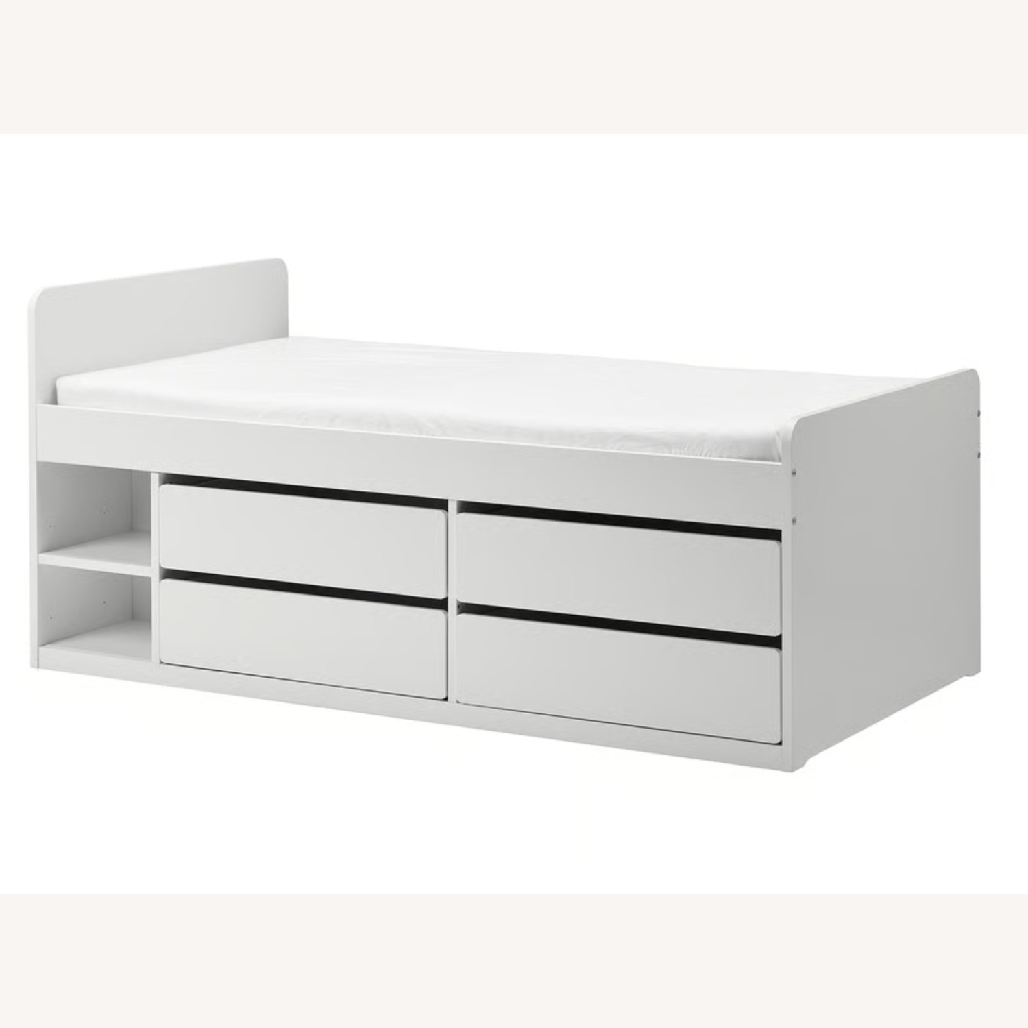 IKEA White Twin Bed Frame W Storage+Slatted Base - image-1
