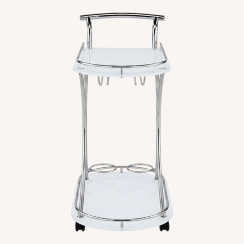 Used White Glass Bar Cart for sale on AptDeco