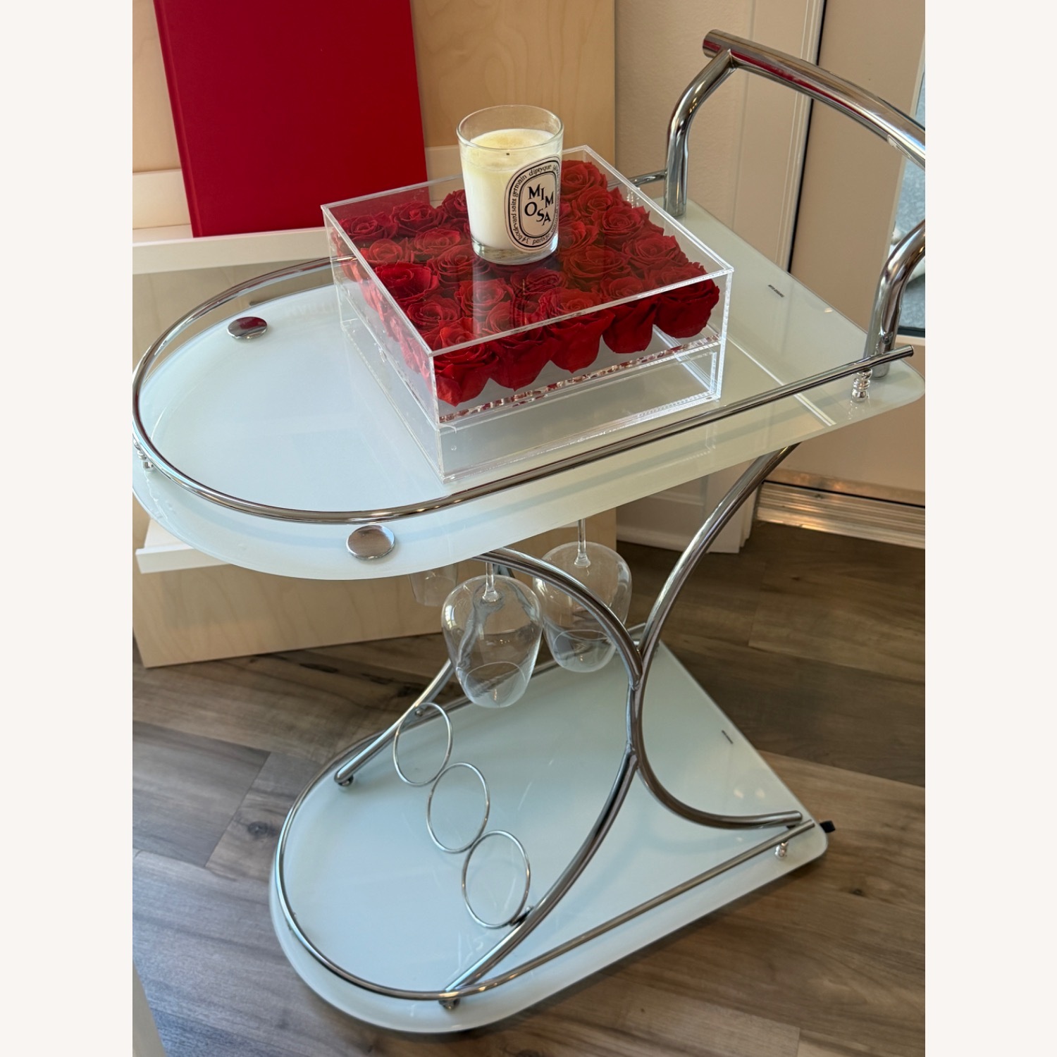 White Glass Bar Cart - image-3
