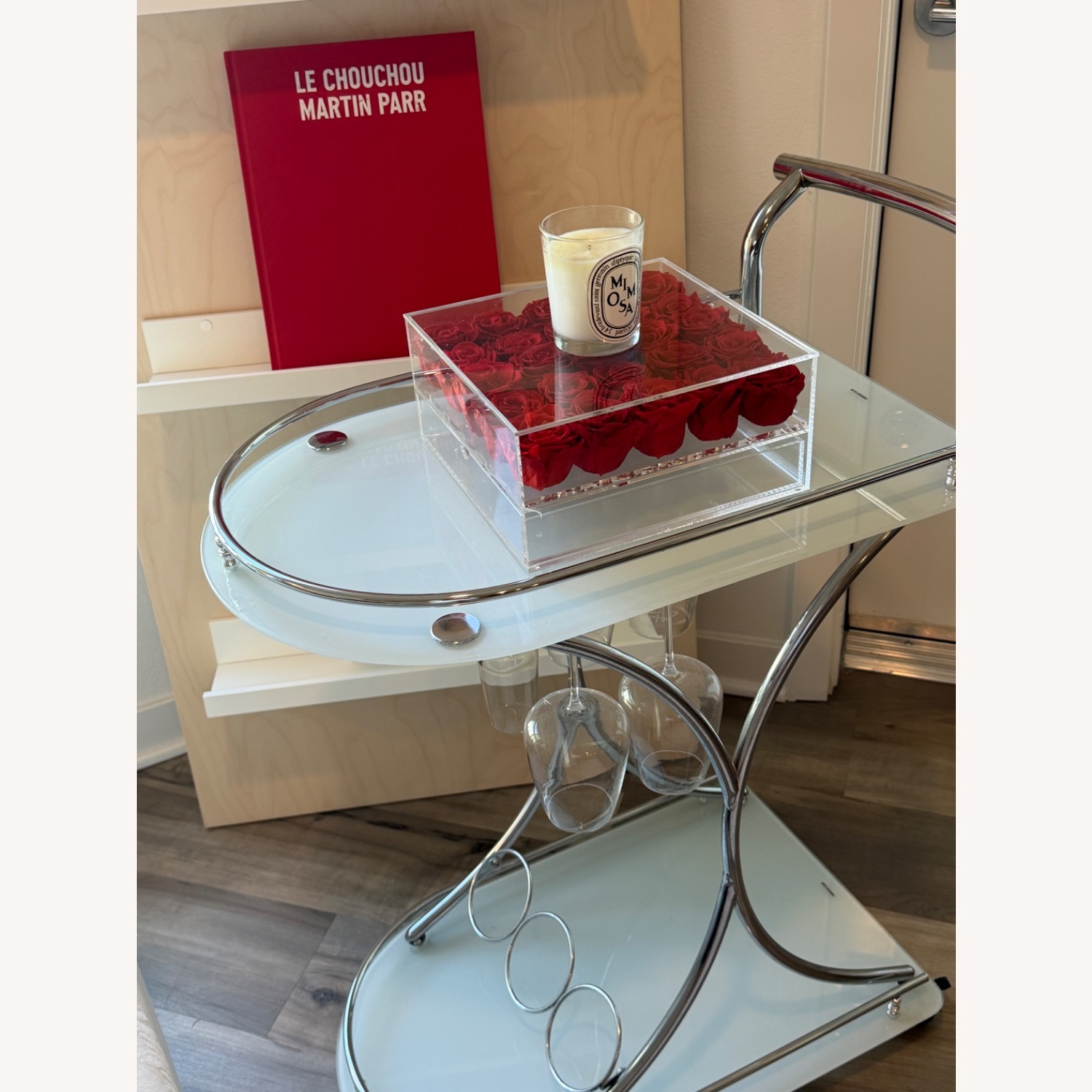 White Glass Bar Cart - image-2