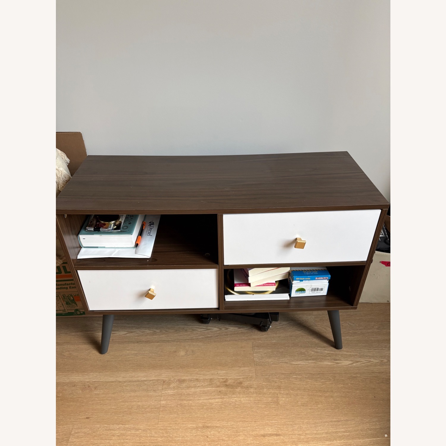 LyuHome Mid Century Modern TV Stand and Console with Drawers - image-2