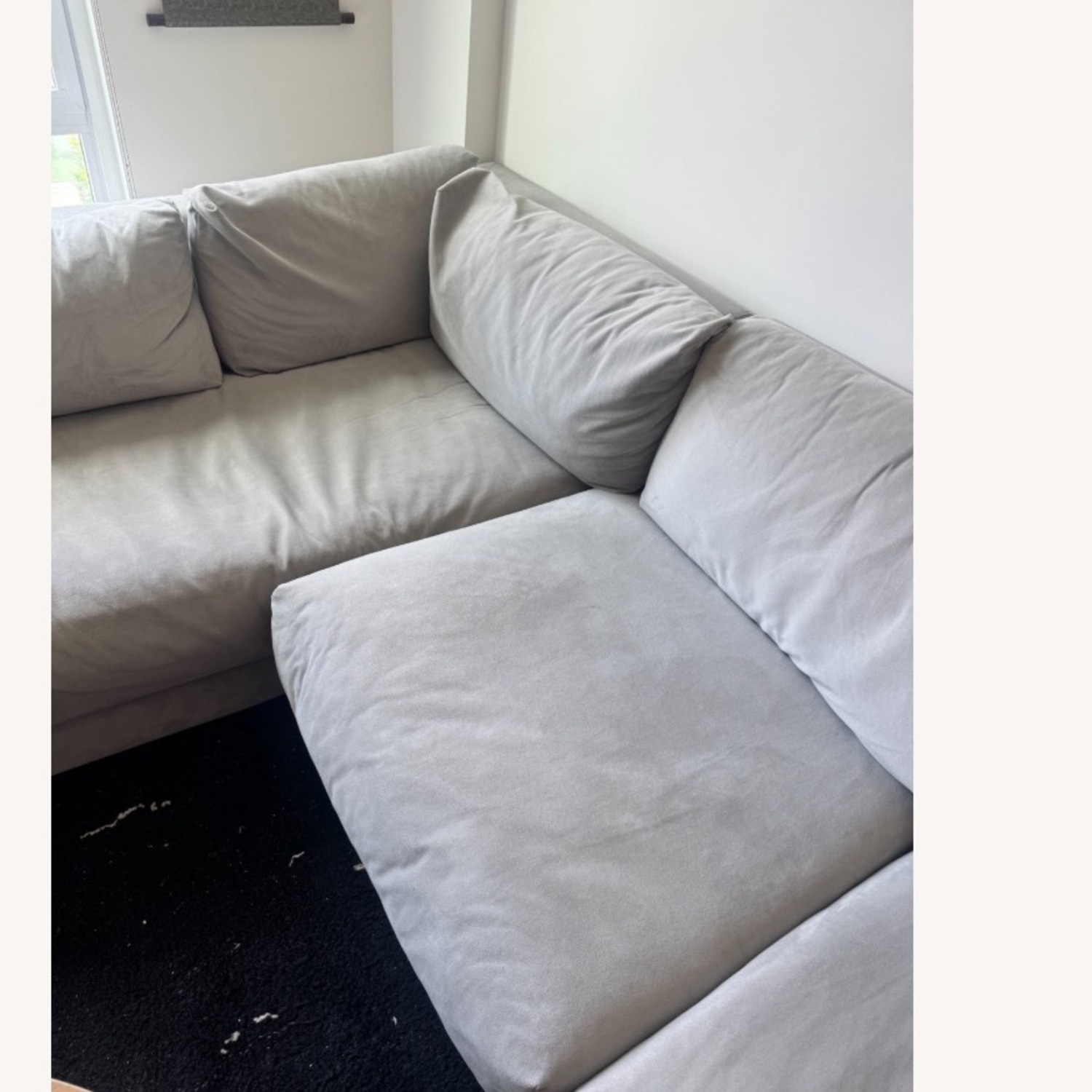 West Elm Dalton Light Gray Velvet 2 Piece Sectional - image-3