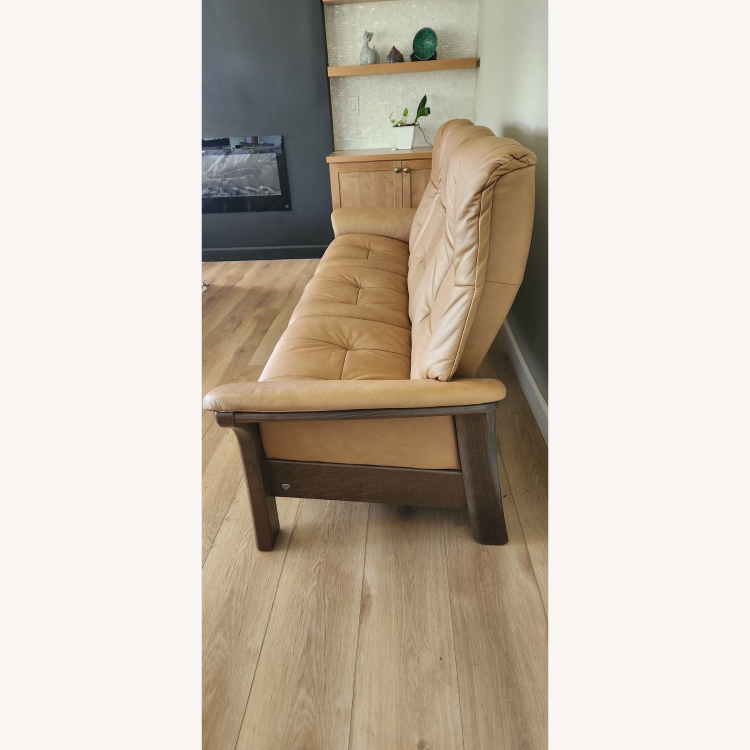 Ekornes Light Brown Leather 3+ Seater Sofa - image-3