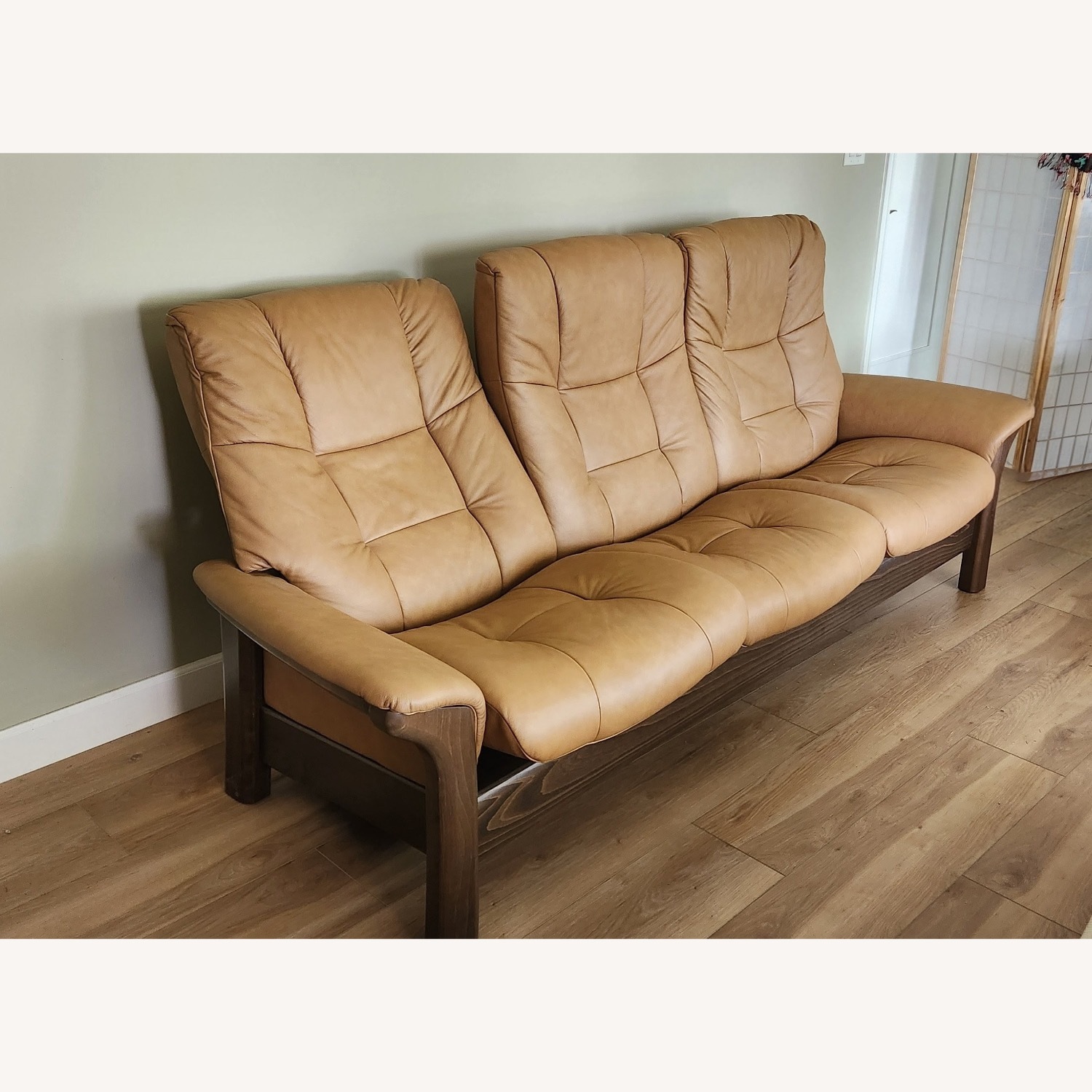 Ekornes Light Brown Leather 3+ Seater Sofa - image-6