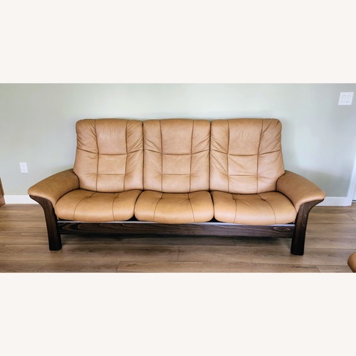 Used Ekornes Light Brown Leather 3+ Seater Sofa for sale on AptDeco
