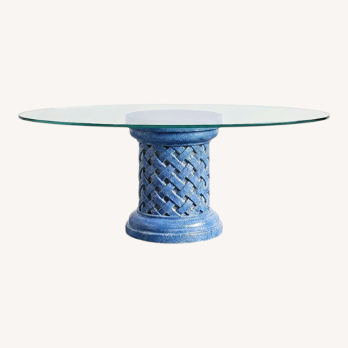 Used Blue Glass Coffee Table for sale on AptDeco