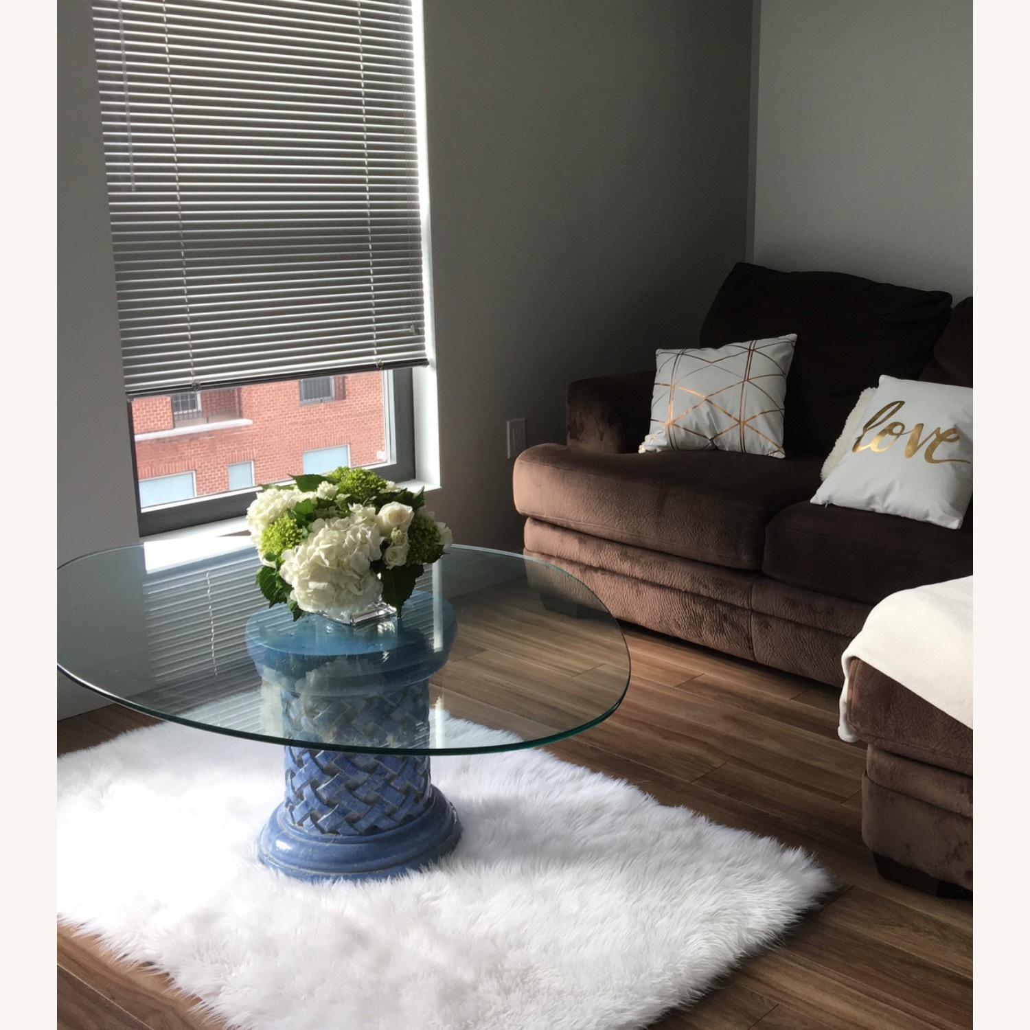 Blue Glass Coffee Table - image-1